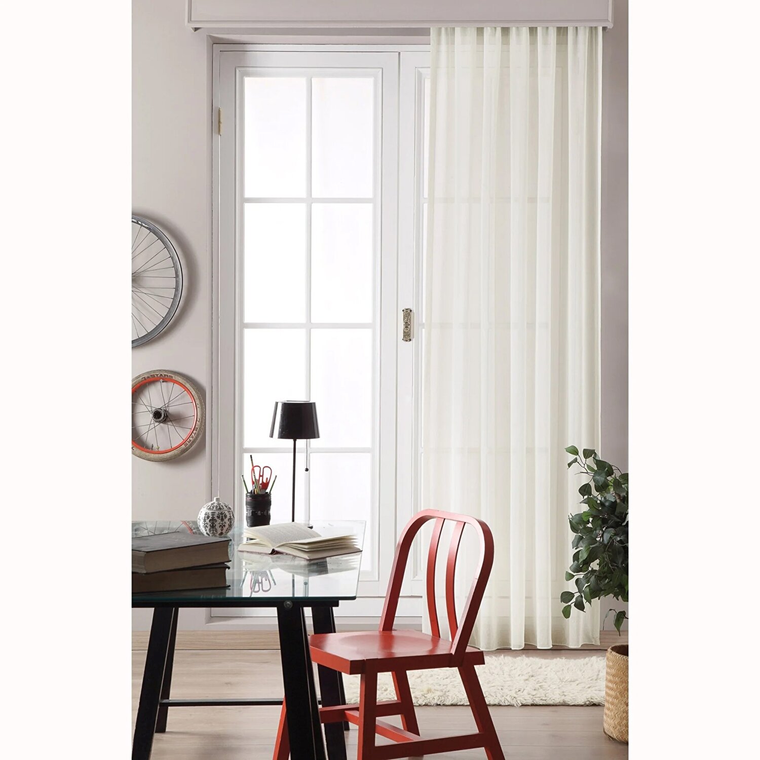 Taç Nebreska Hazır Tül Perde Krem 300X270 cm