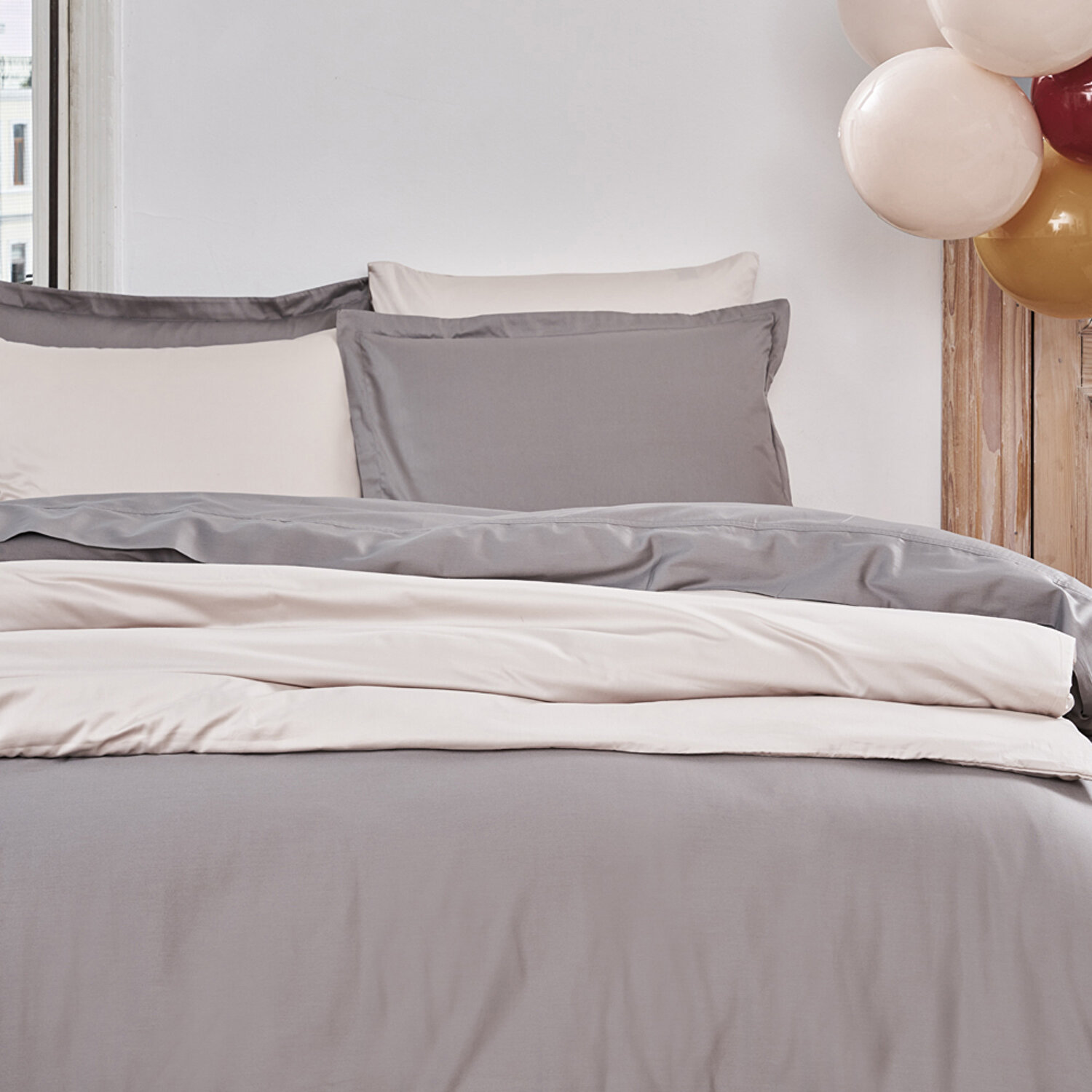 Linens Mix&Match Pamuk Saten Çift Kişilik Lastikli Çarşaf Taş