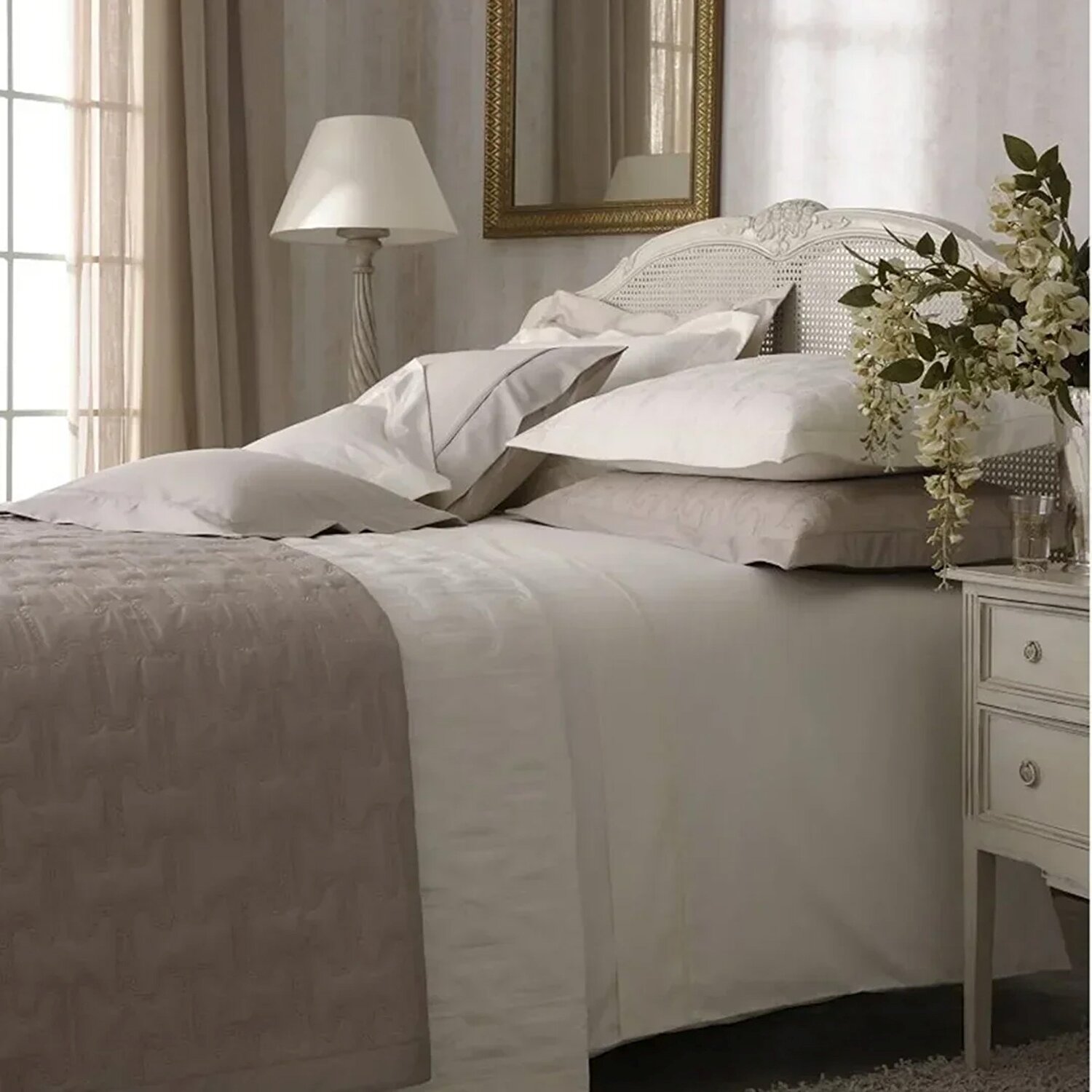 Valeron Luna Pamuk Saten Standart Yastık Kılıfı Vizon