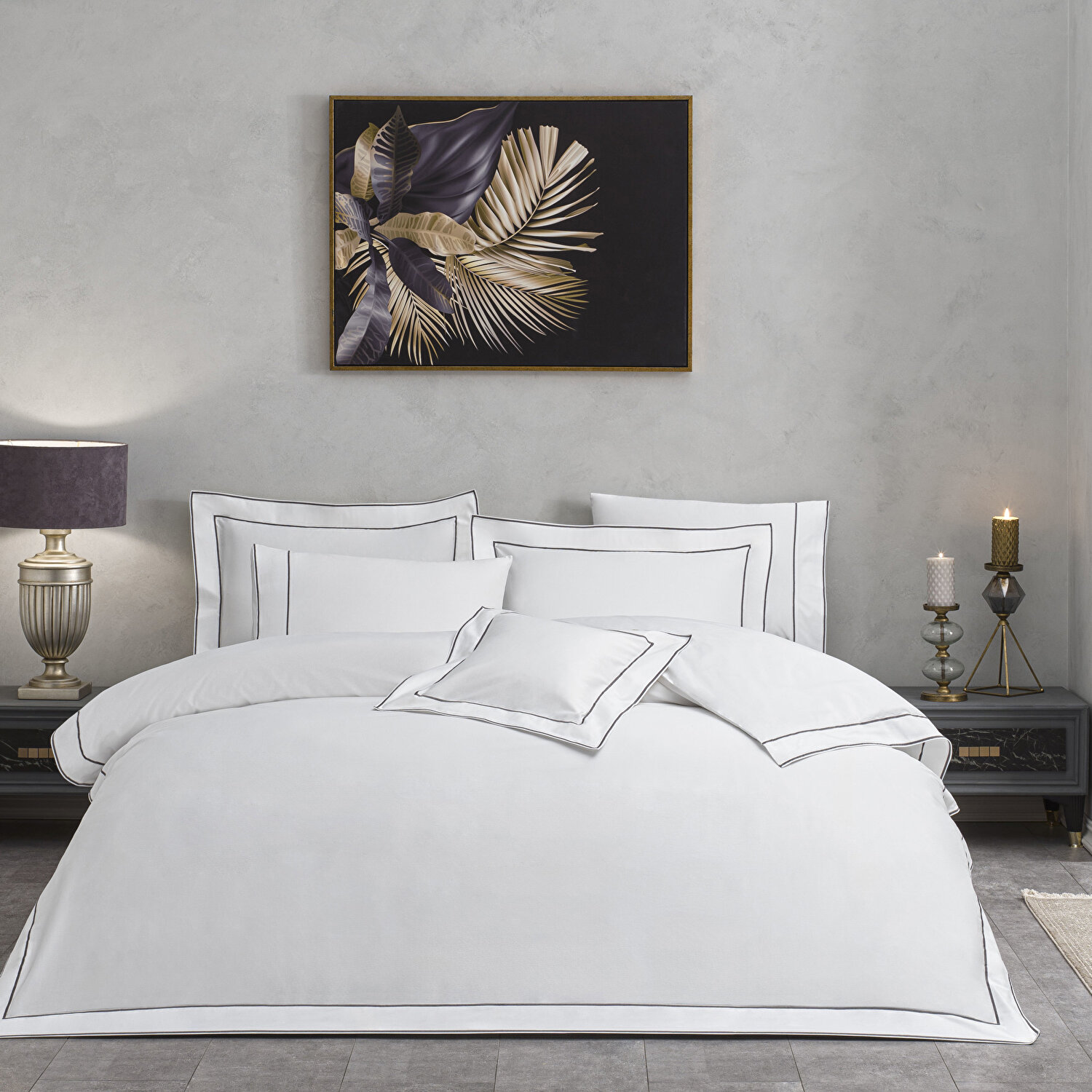 Valeron Duo Saten King Nevresim Takımı Antrasit