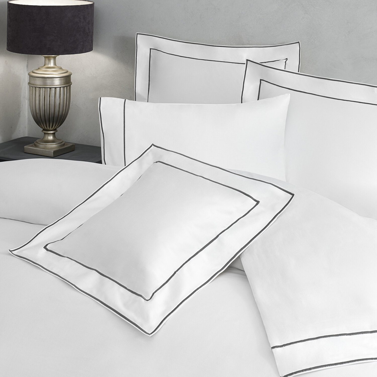 Valeron Duo Saten King Nevresim Takımı Antrasit