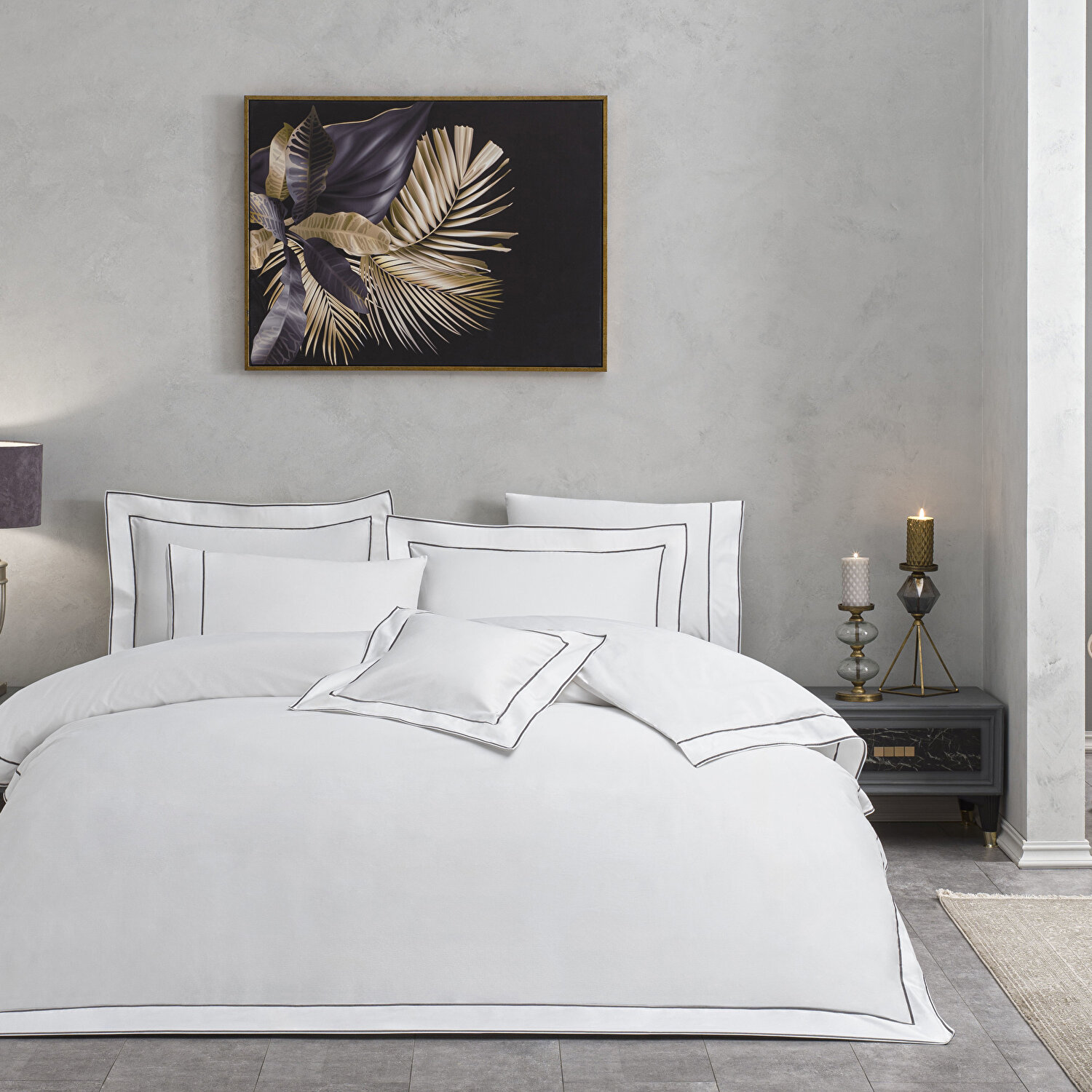 Valeron Duo Saten King Nevresim Takımı Antrasit