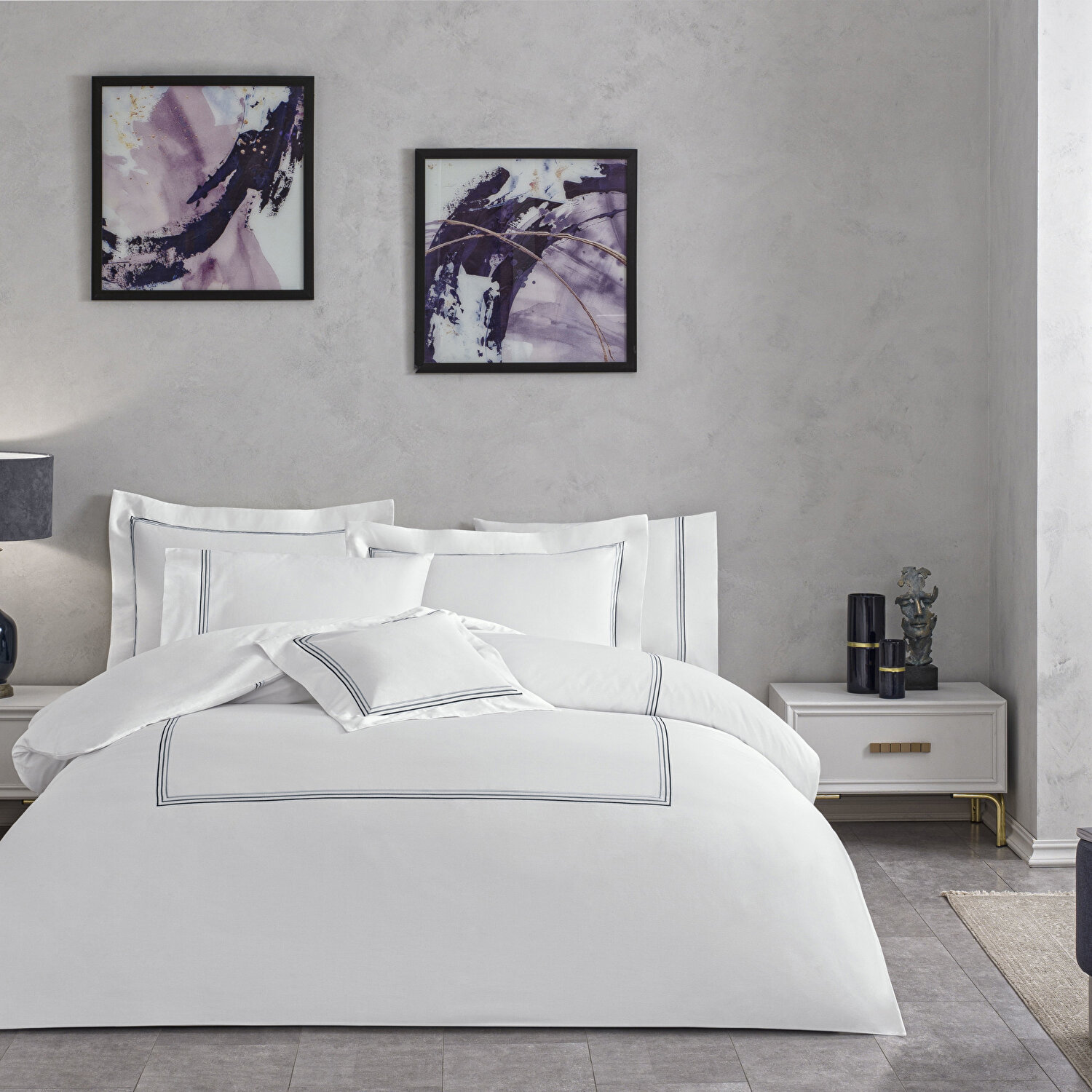 Valeron Trio Saten King Nevresim Takımı Antrasit