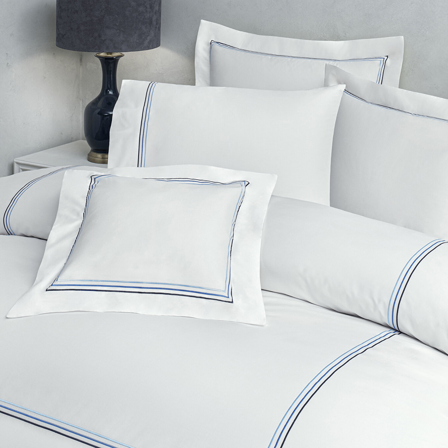 Valeron Trio Saten Superking Nevresim Takımı Lacivert