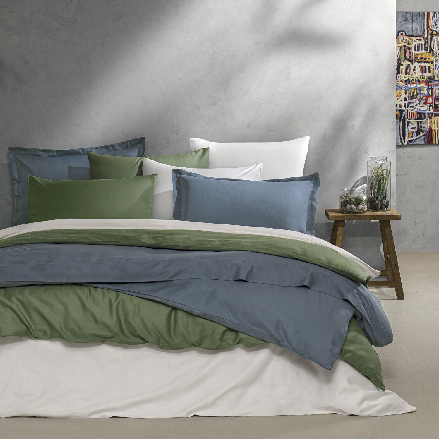 Linens Mix&Match Pamuk Tek Kişilik Saten Nevresim Kılıfı indigo