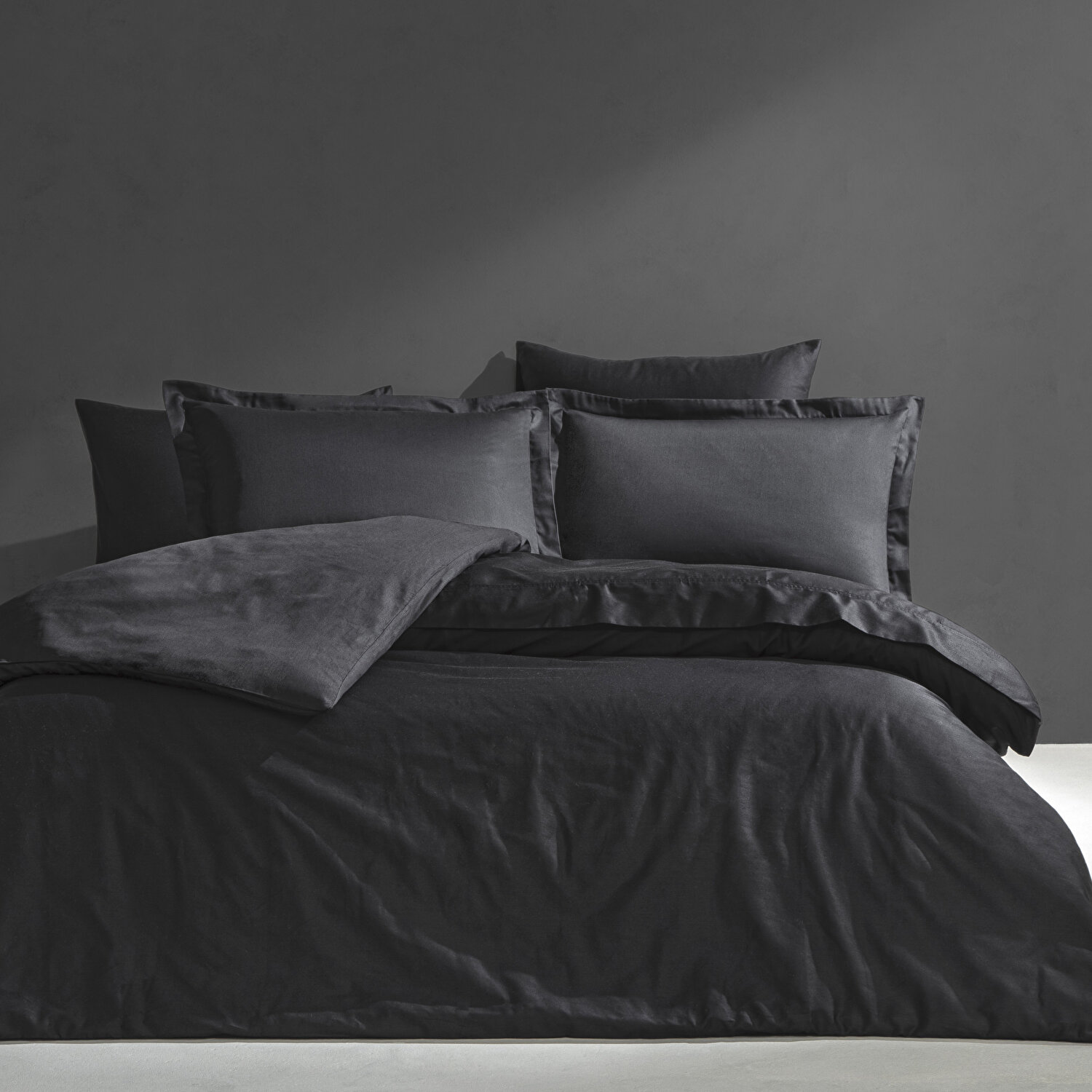 Linens Mix&Match Pamuk Saten Çift Kişilik Nevresim Kılıfı Siyah