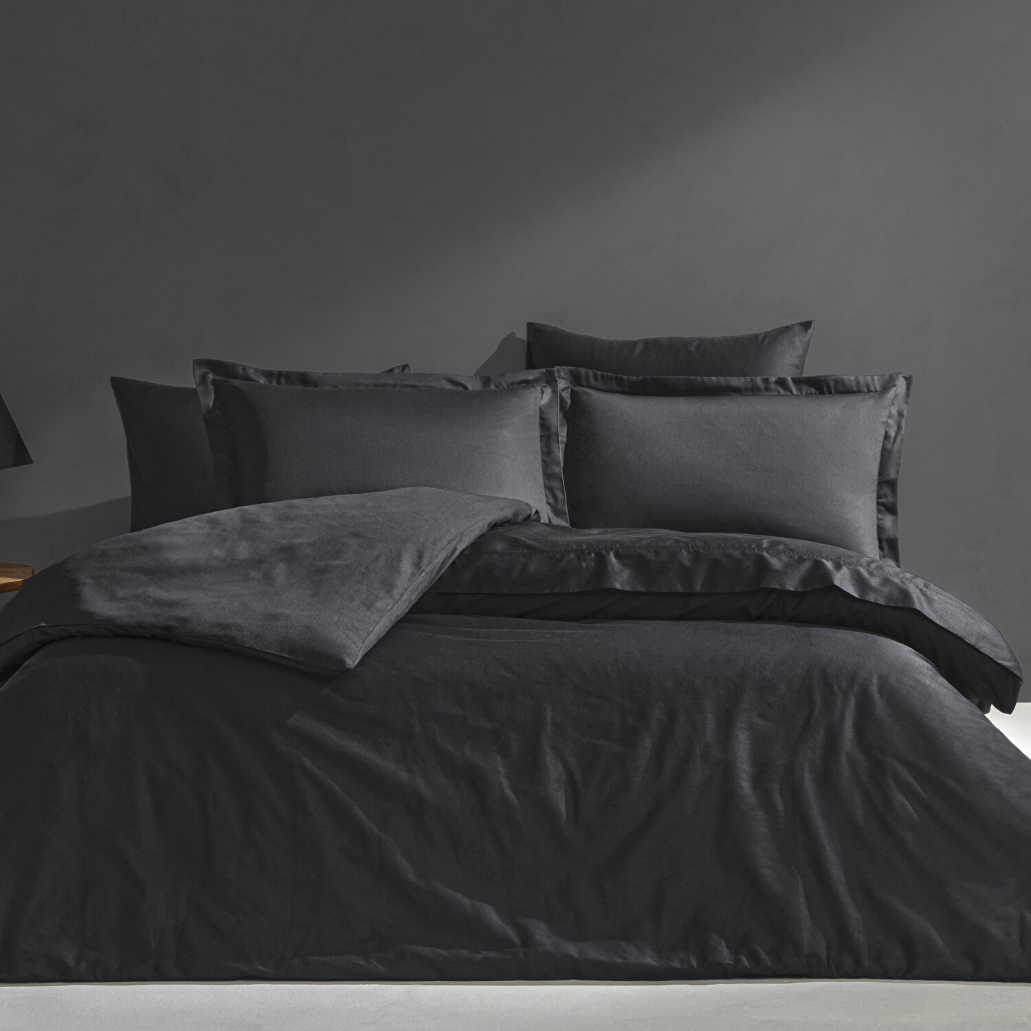 Linens Mix&Match Pamuk Saten 2'li Volanlı Yastık Kılıfı Seti Siyah