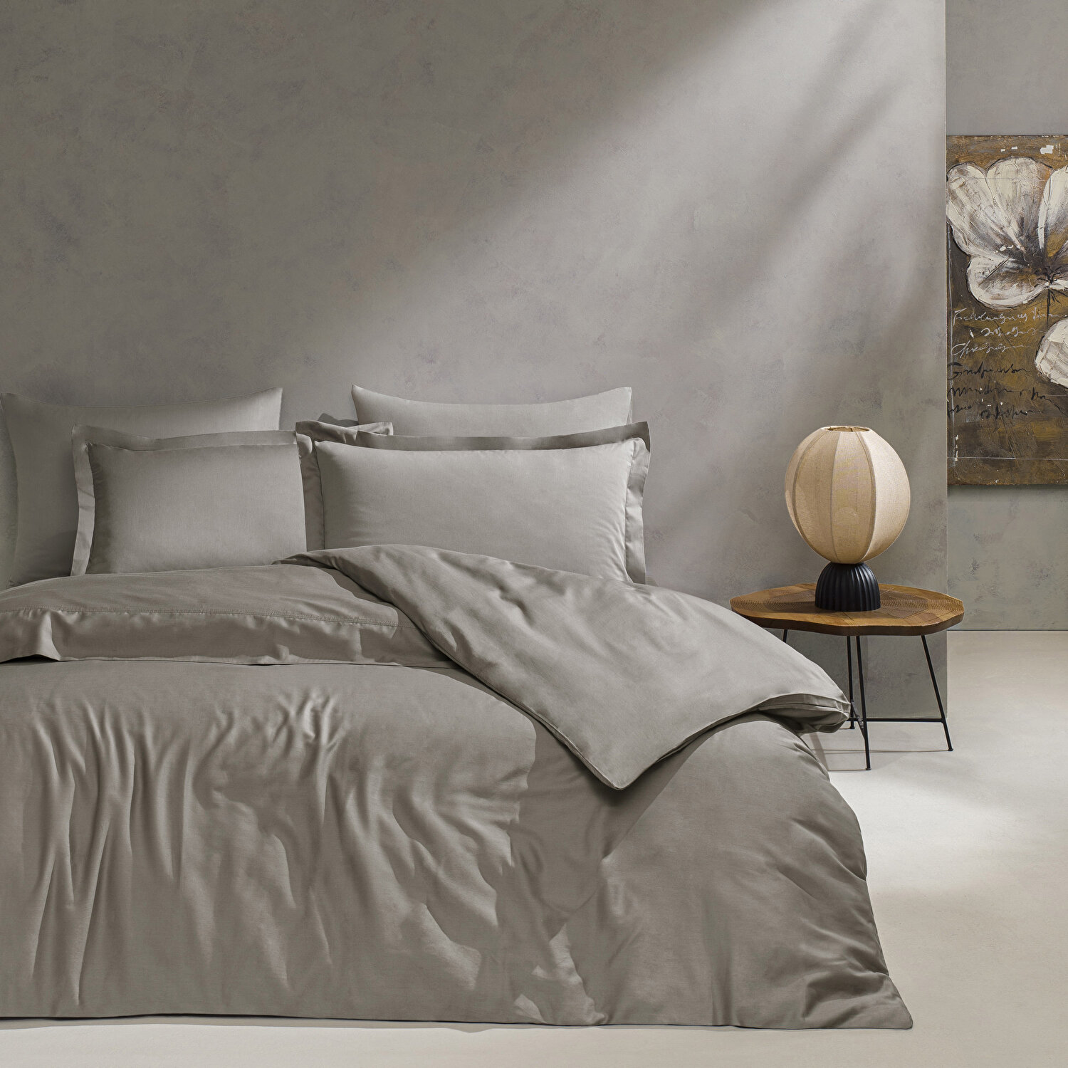 Linens Mix&Match Pamuk Saten 2'li Volanlı Yastık Kılıfı Seti Vizon