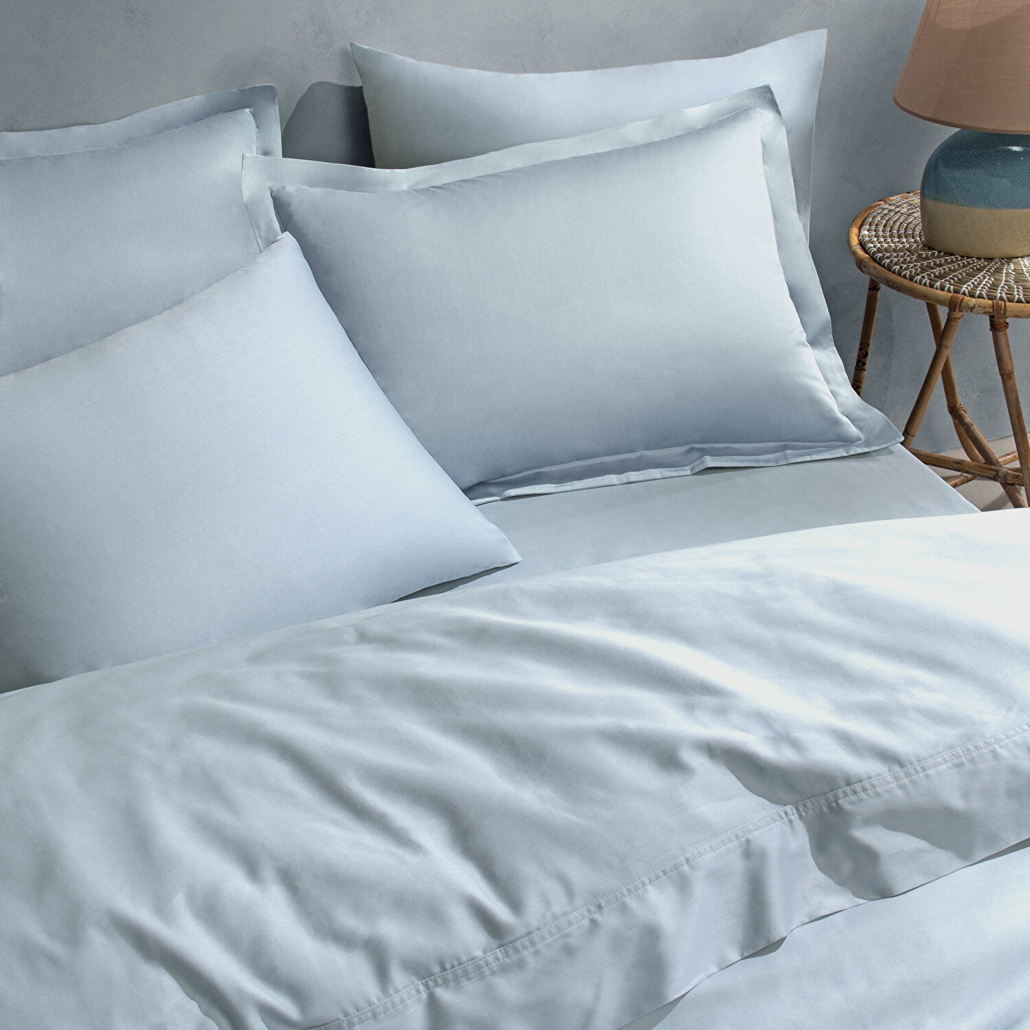 Linens Mix&Match Pamuk Saten 2'li Volanlı Yastık Kılıfı Seti Mavi