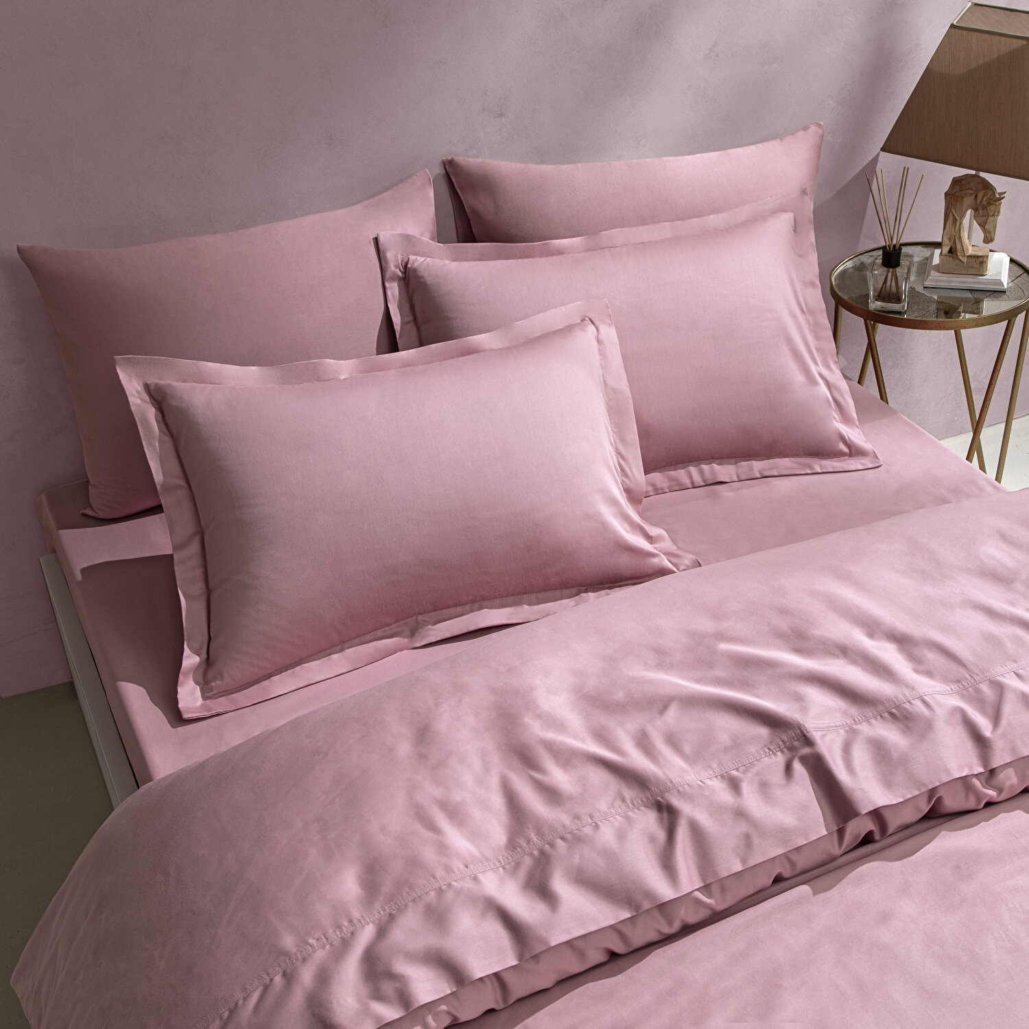 Linens Mix&Match Pamuk Saten 2'li Volanlı Yastık Kılıfı Seti Gül Kurusu