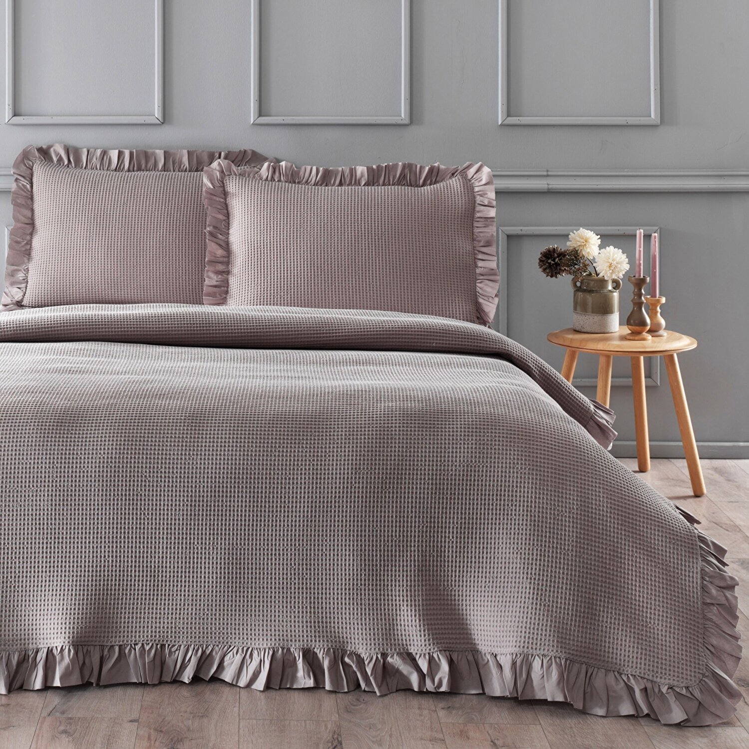 Linens Bsp Çift Kişilik Yatak Örtüsü Seti Vizon