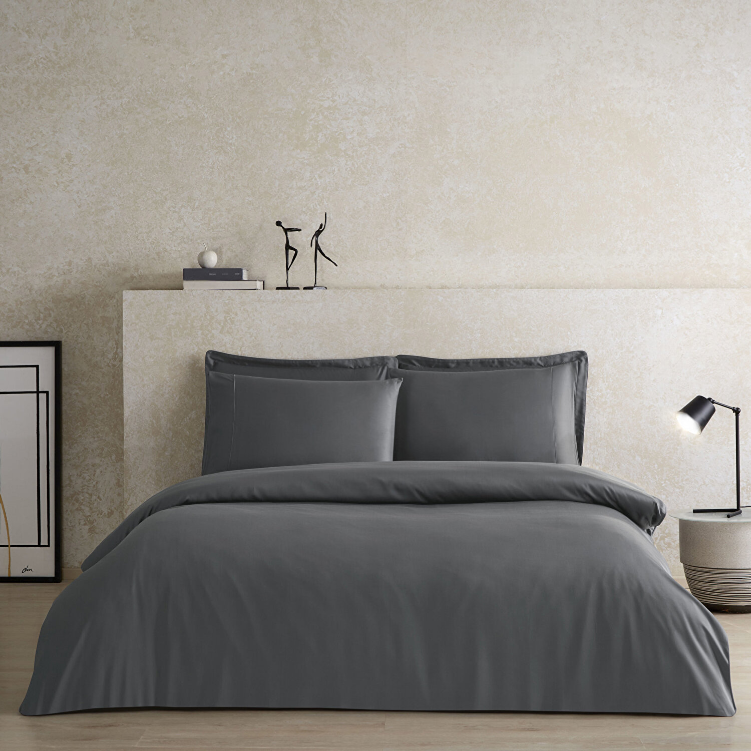 Linens X TENCEL™ Lyocell Çift Kişilik Nevresim Kılıfı Antrasit