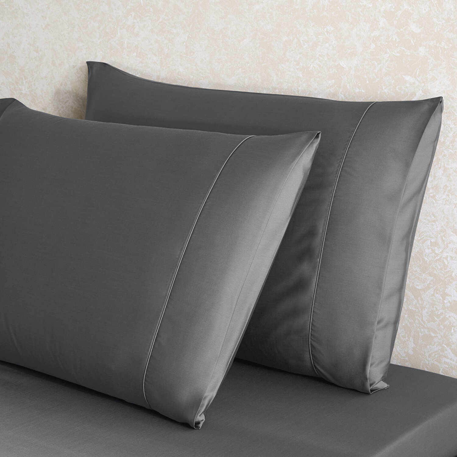 Linens X TENCEL™ Lyocell 2'li Volanlı Yastık Kılıfı Seti Antrasit