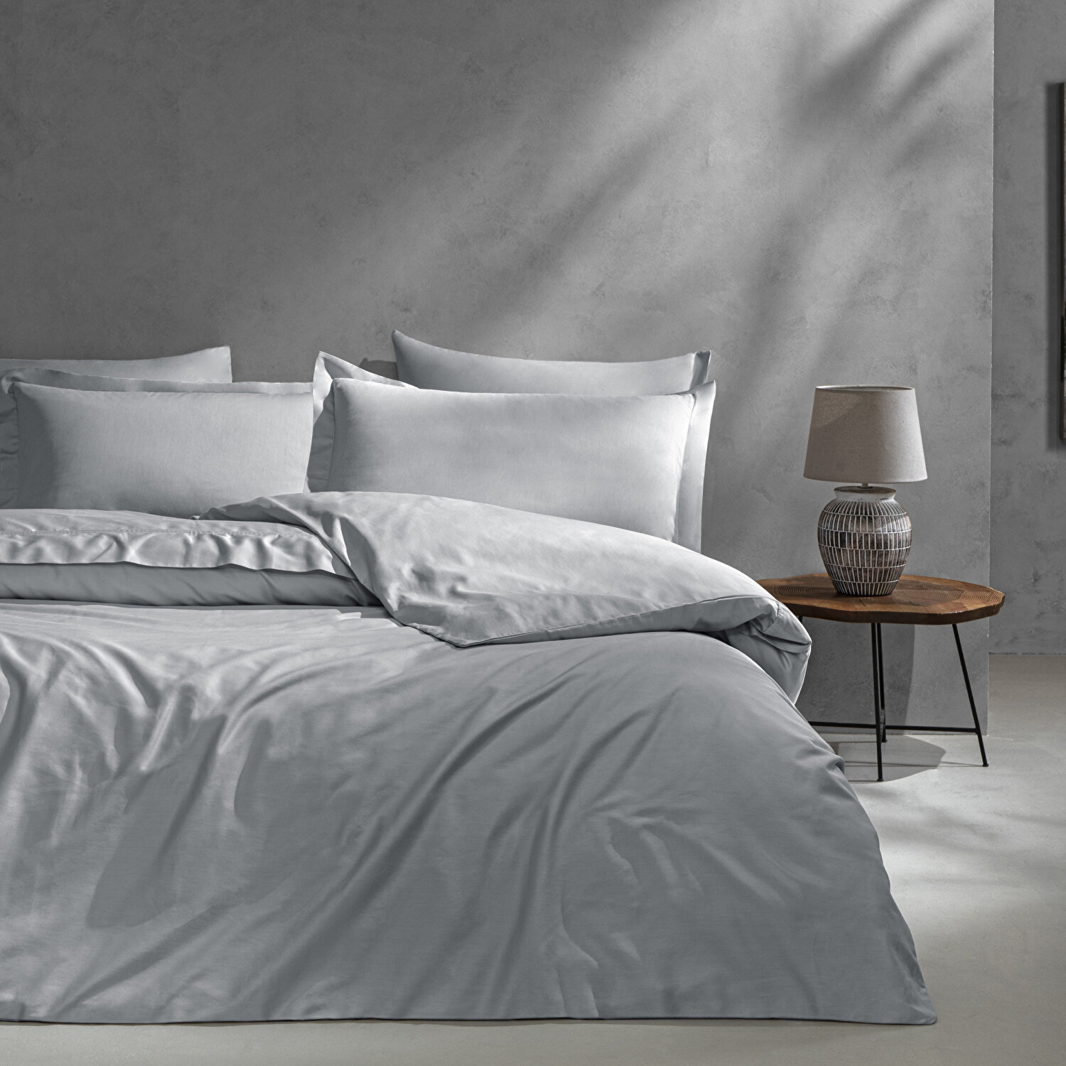 Linens Mix&Match Pamuk Saten Tek Kişilik Saten Nevresim Kılıfı Gri