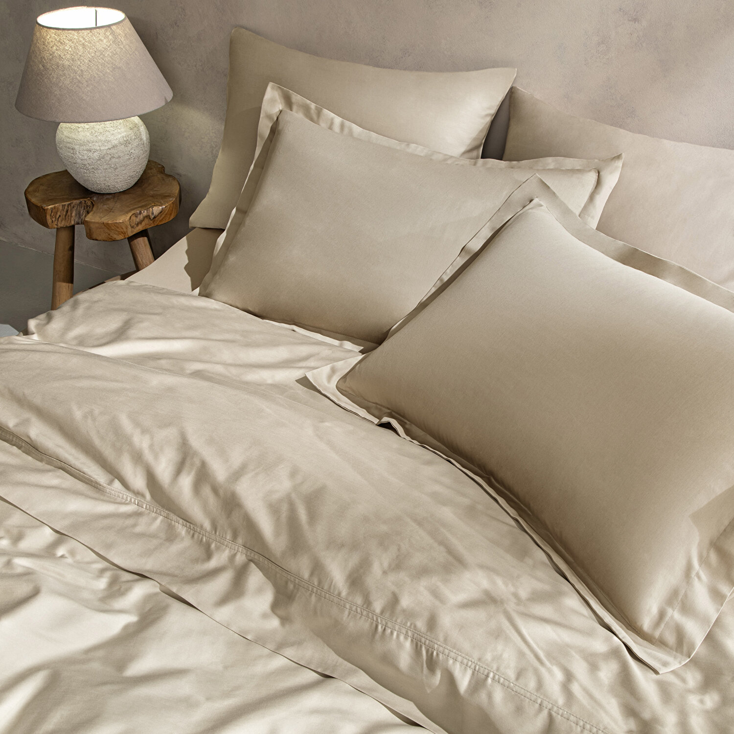 Linens Mix&Match Pamuk Saten 2'li Volanlı Yastık Kılıfı Seti Camel