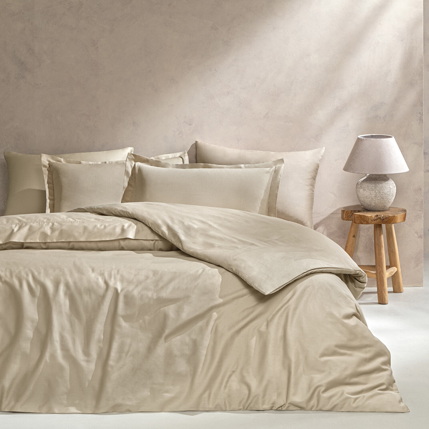 Linens Mix&Match Pamuk Tek Kişilik Saten Nevresim Kılıfı Camel