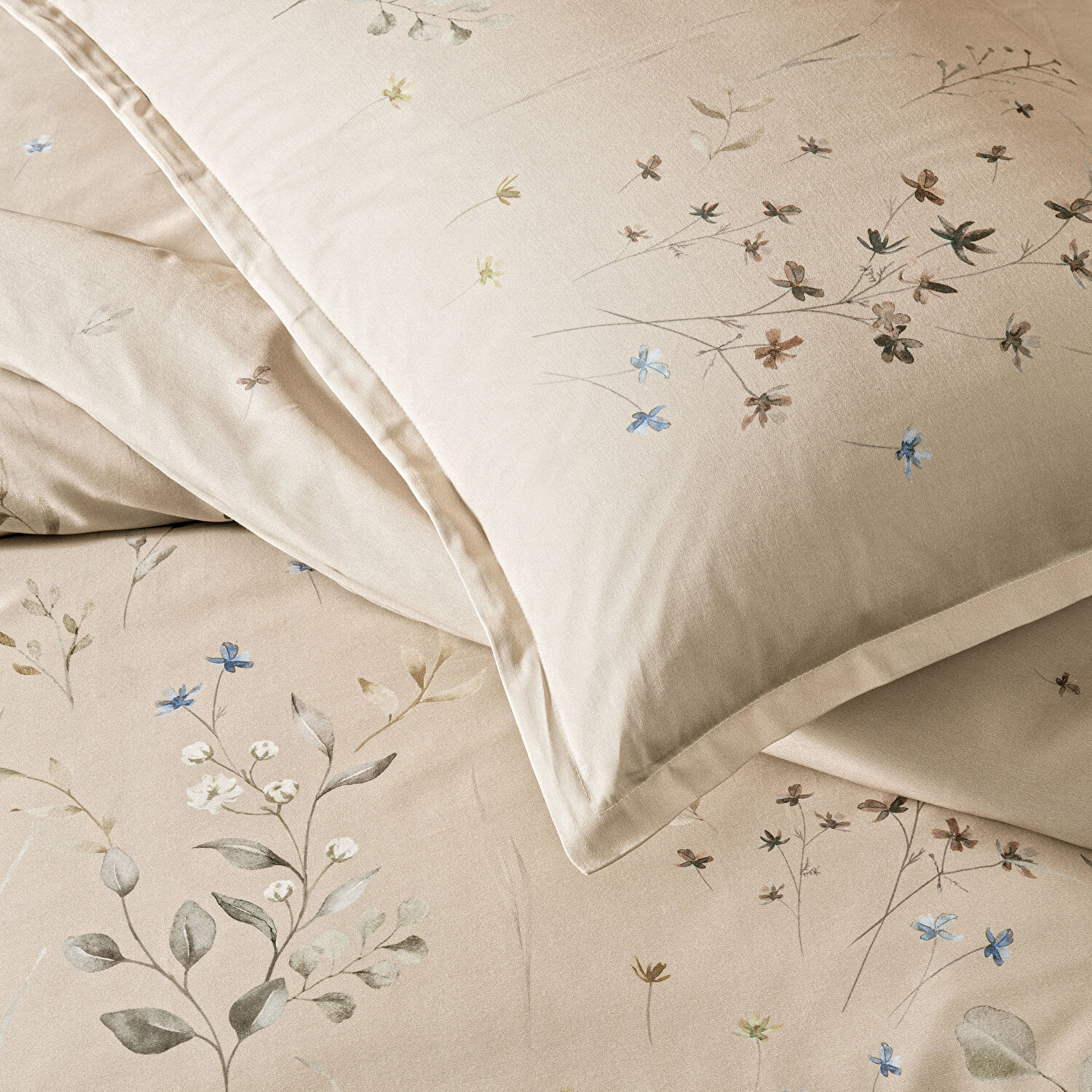 Linens Allday Owen Pamuk Saten Çift Kişilik Nevresim Takımı Bej