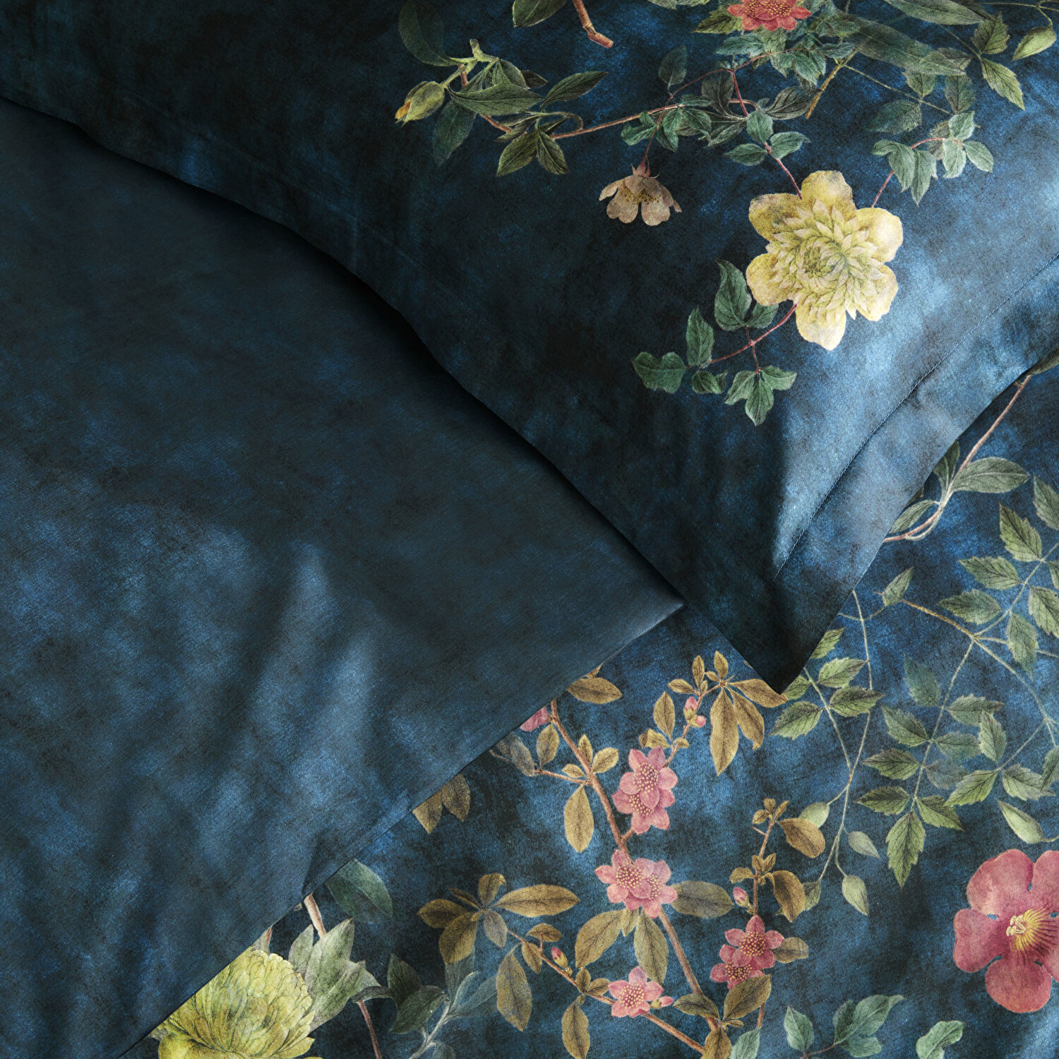 Linens Elvis Pamuk Saten Çift Kişilik Nevresim Takımı Mavi