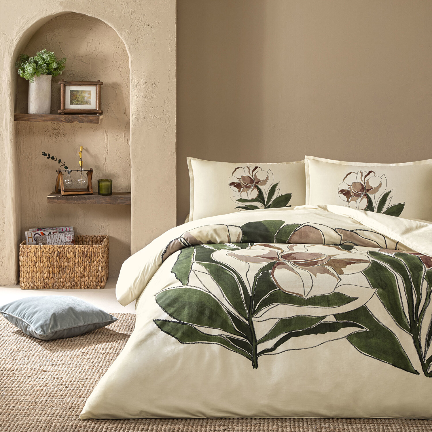 Linens Allday Elony Pamuk Saten Çift Kişilik Nevresim Takımı Ekru