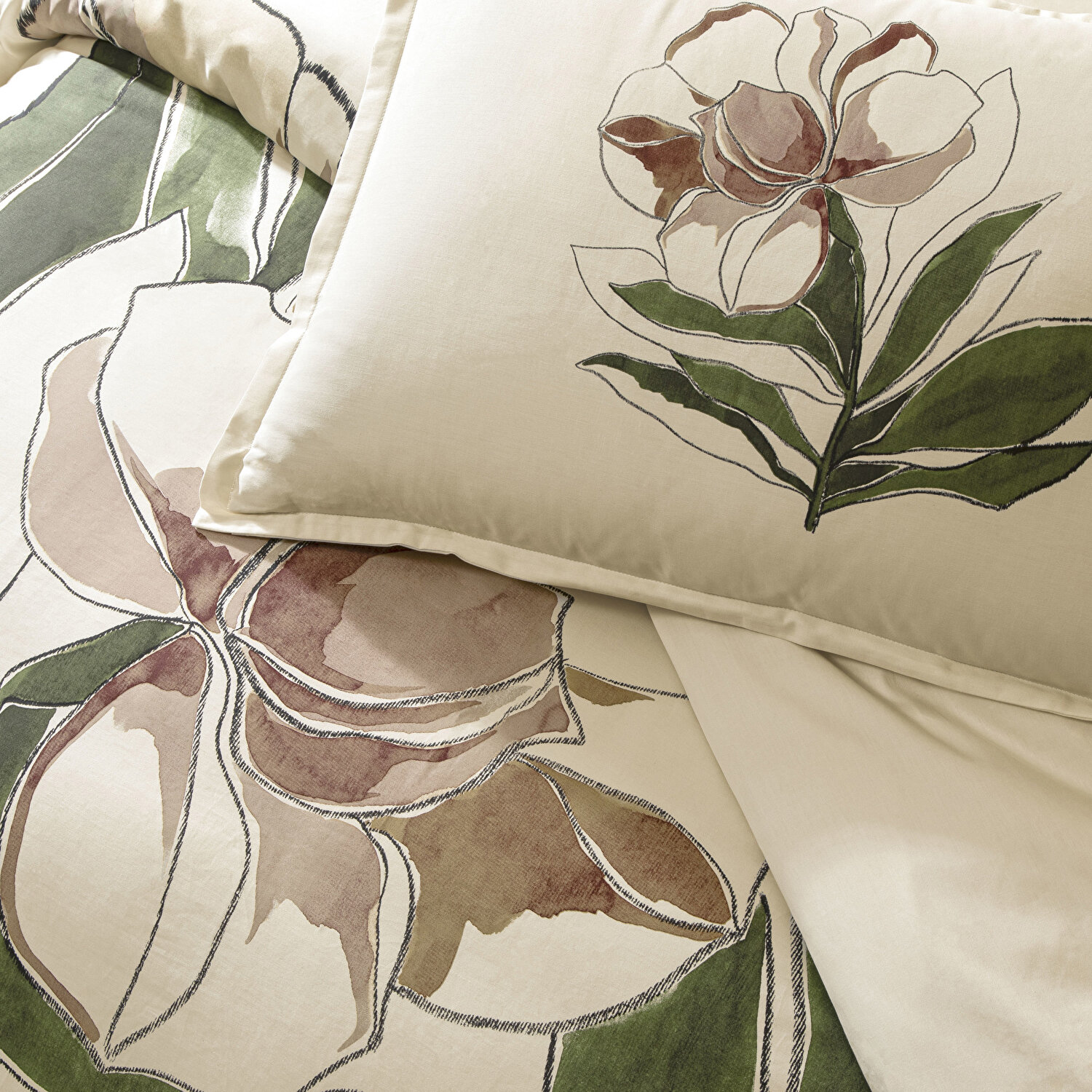 Linens Allday Elony Pamuk Saten Çift Kişilik Nevresim Takımı Ekru