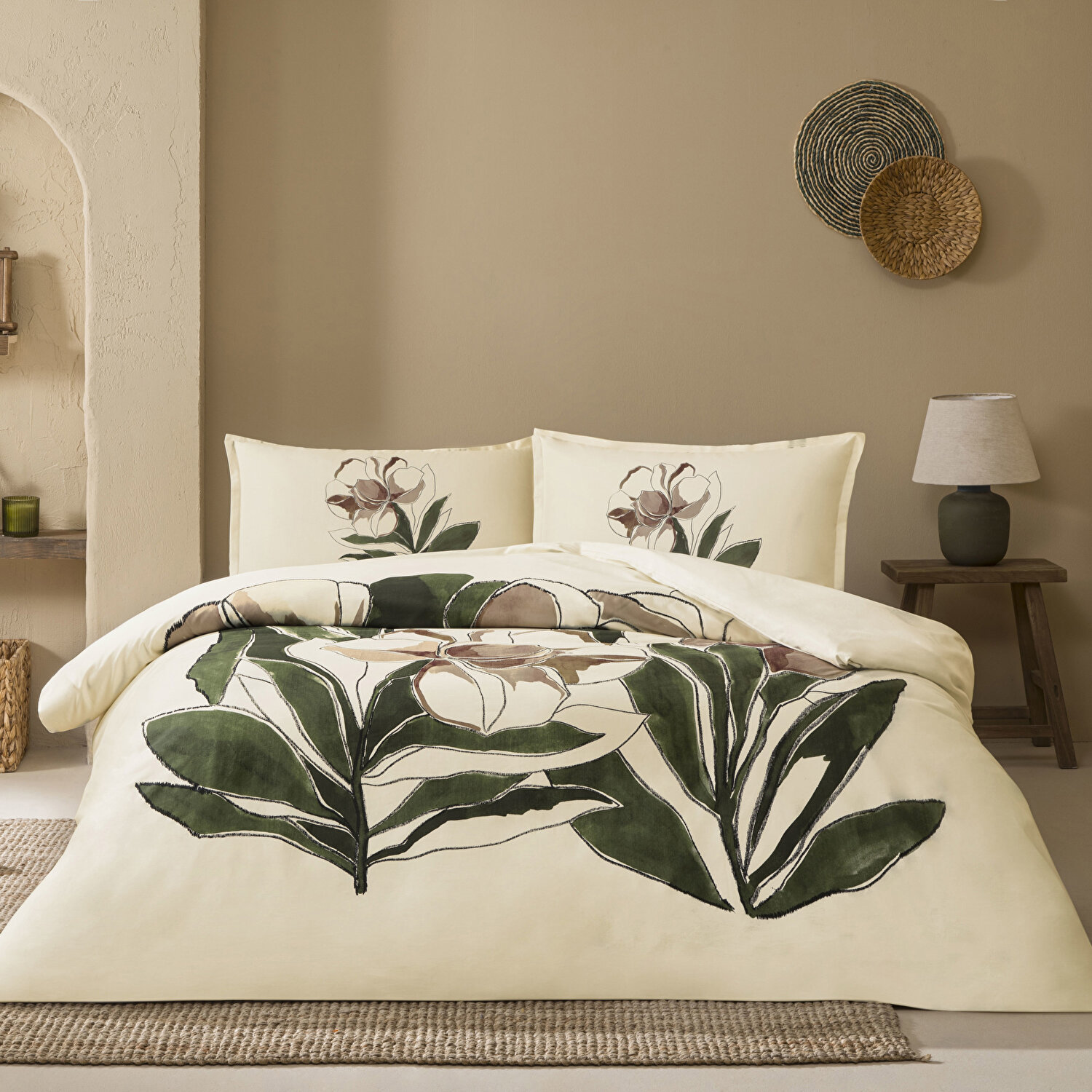 Linens Allday Elony Pamuk Saten Çift Kişilik Nevresim Takımı Ekru