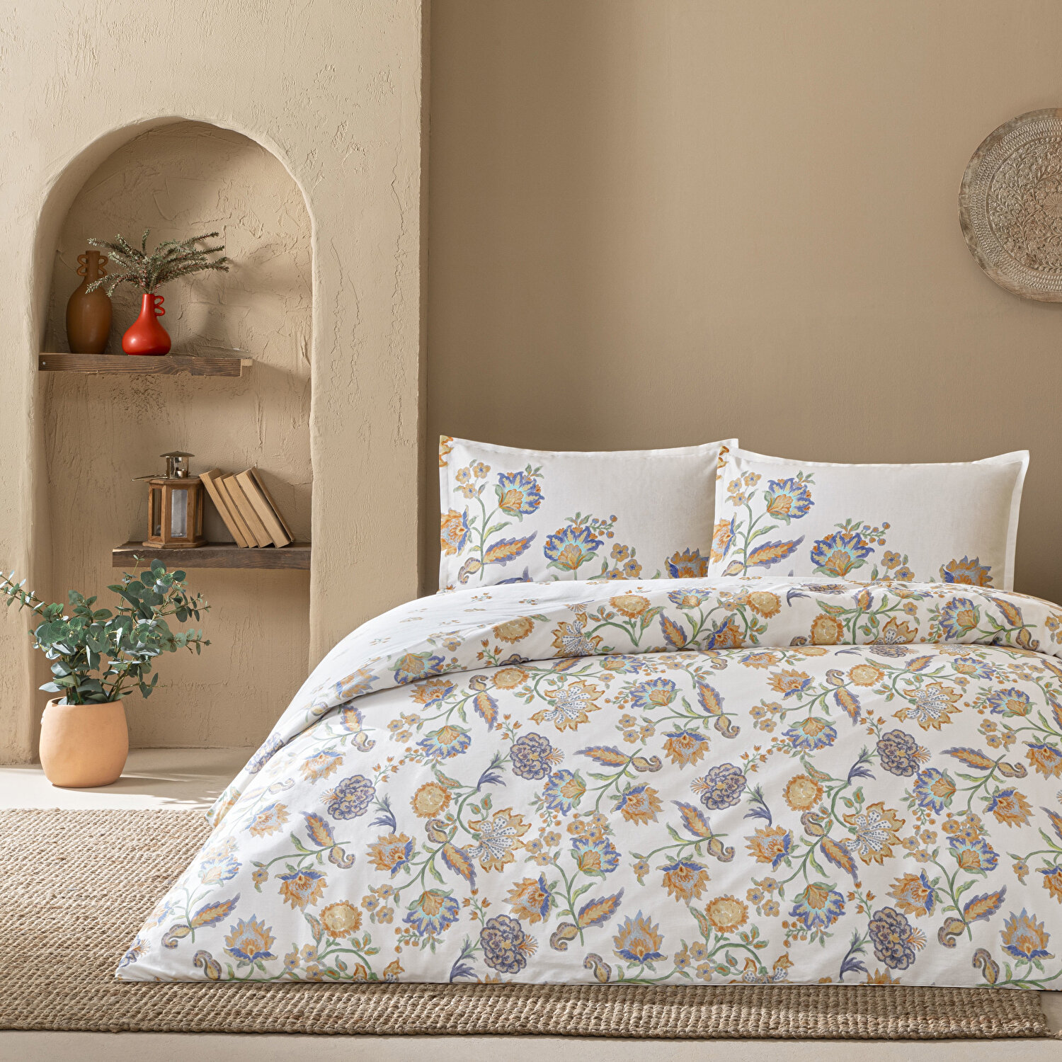 Linens Allday Tresca Pamuk Saten Çift Kişilik Nevresim Takımı Turuncu