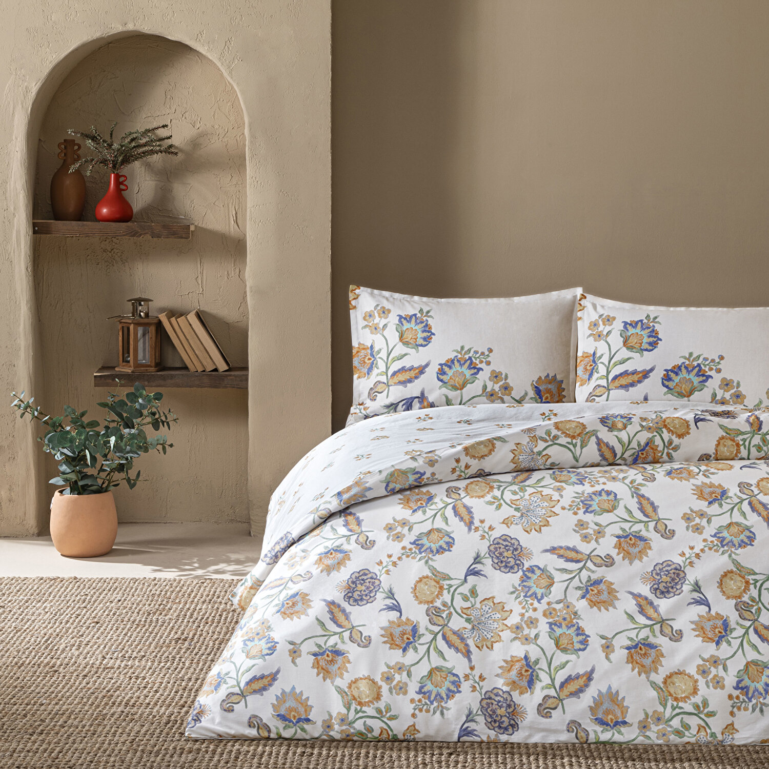 Linens Allday Tresca Pamuk Saten Çift Kişilik Nevresim Takımı Turuncu