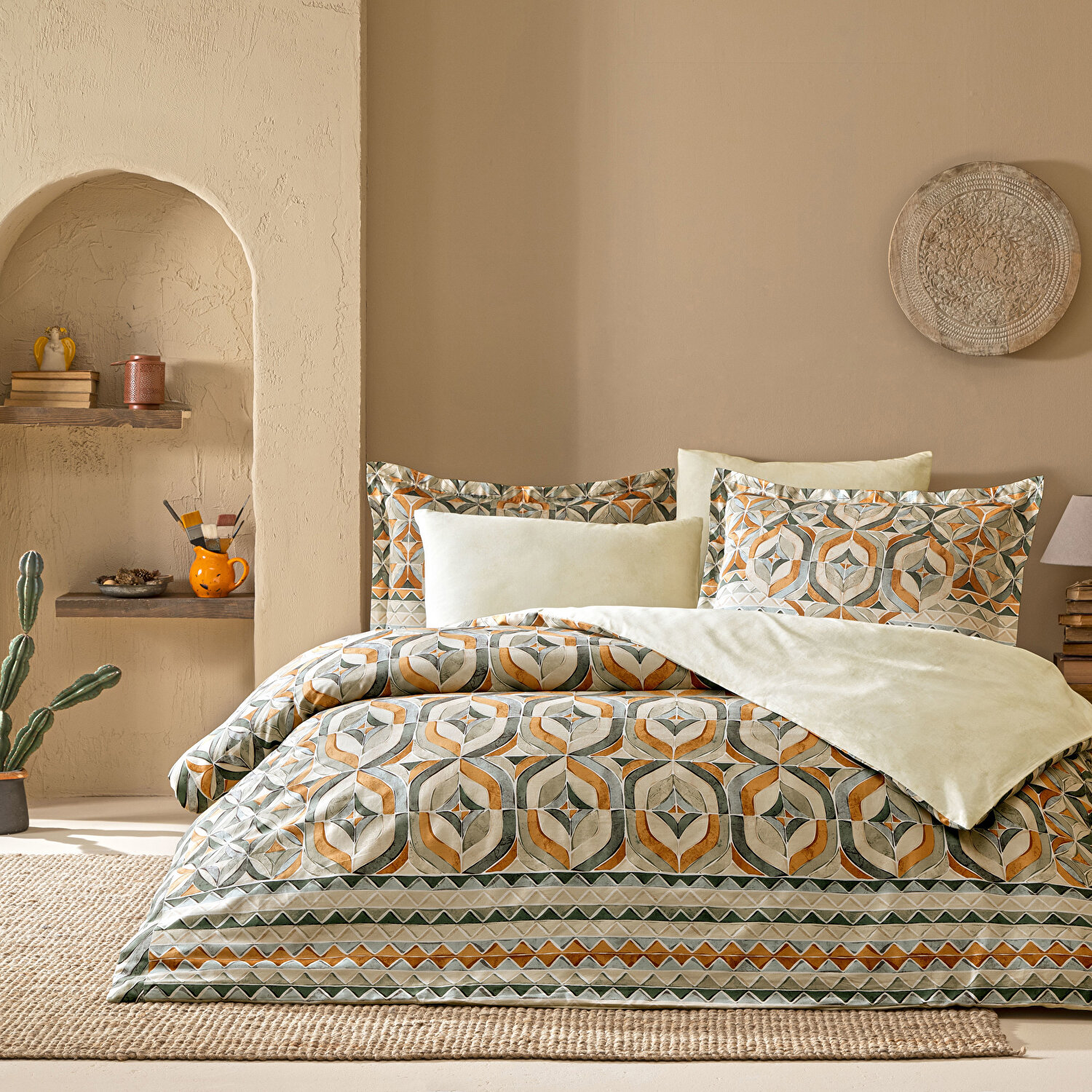 Linens Fresnel Pamuk Saten Tek Kişilik Nevresim Takımı Turuncu