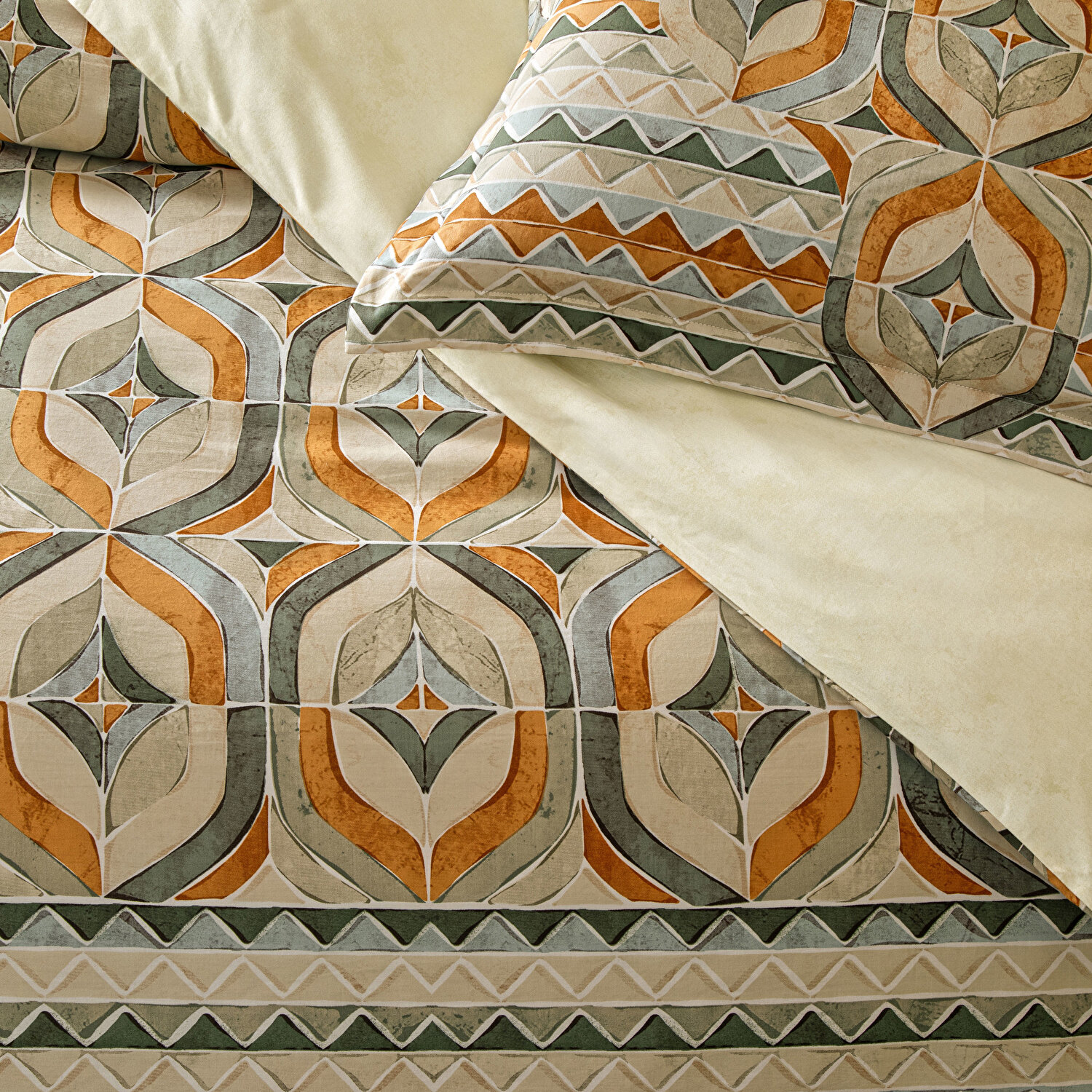 Linens Fresnel Pamuk Saten Tek Kişilik Nevresim Takımı Turuncu