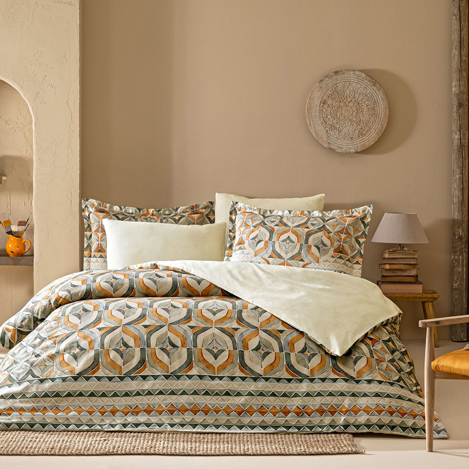 Linens Fresnel Pamuk Saten Tek Kişilik Nevresim Takımı Turuncu