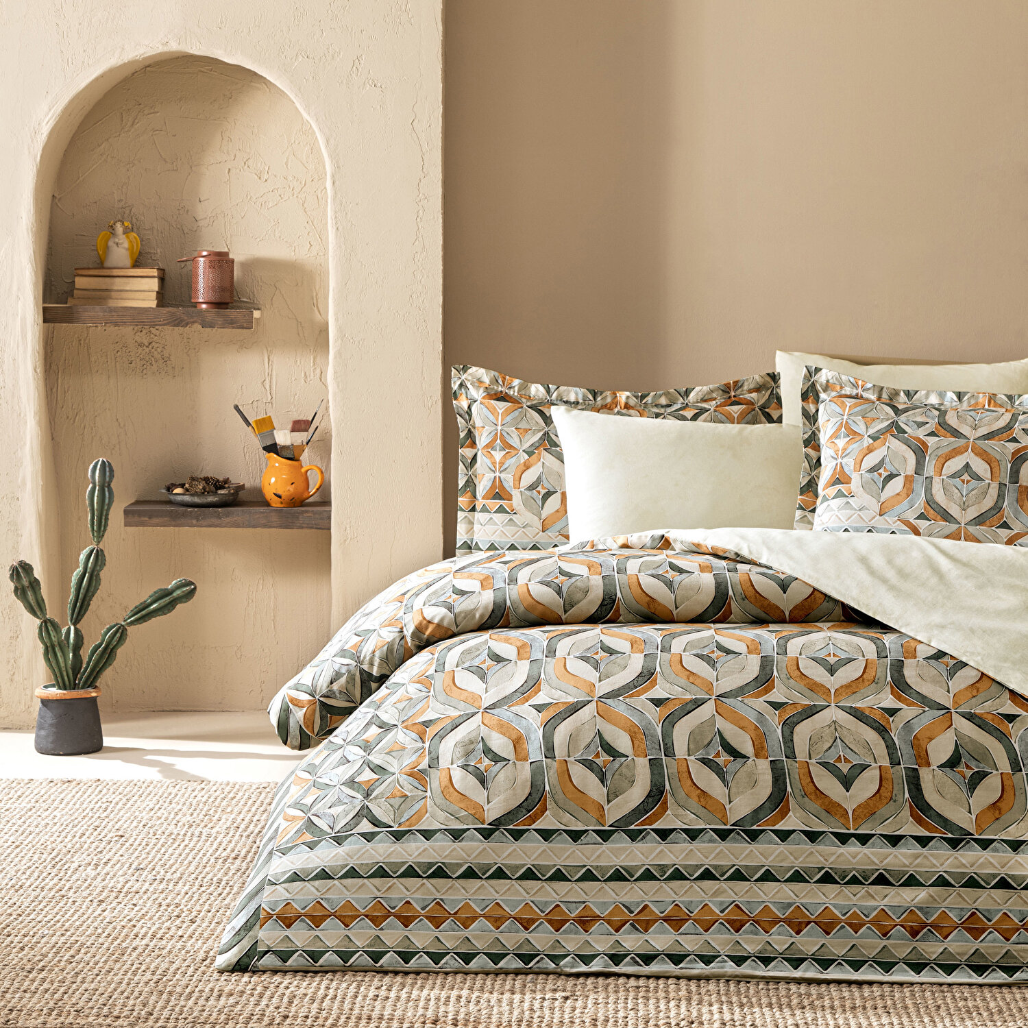 Linens Fresnel Pamuk Saten Tek Kişilik Nevresim Takımı Turuncu