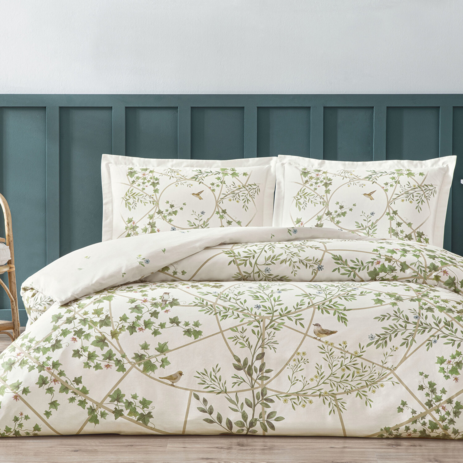 Linens Windsor Pamuk Saten Çift Kişilik Nevresim Takımı Yeşil