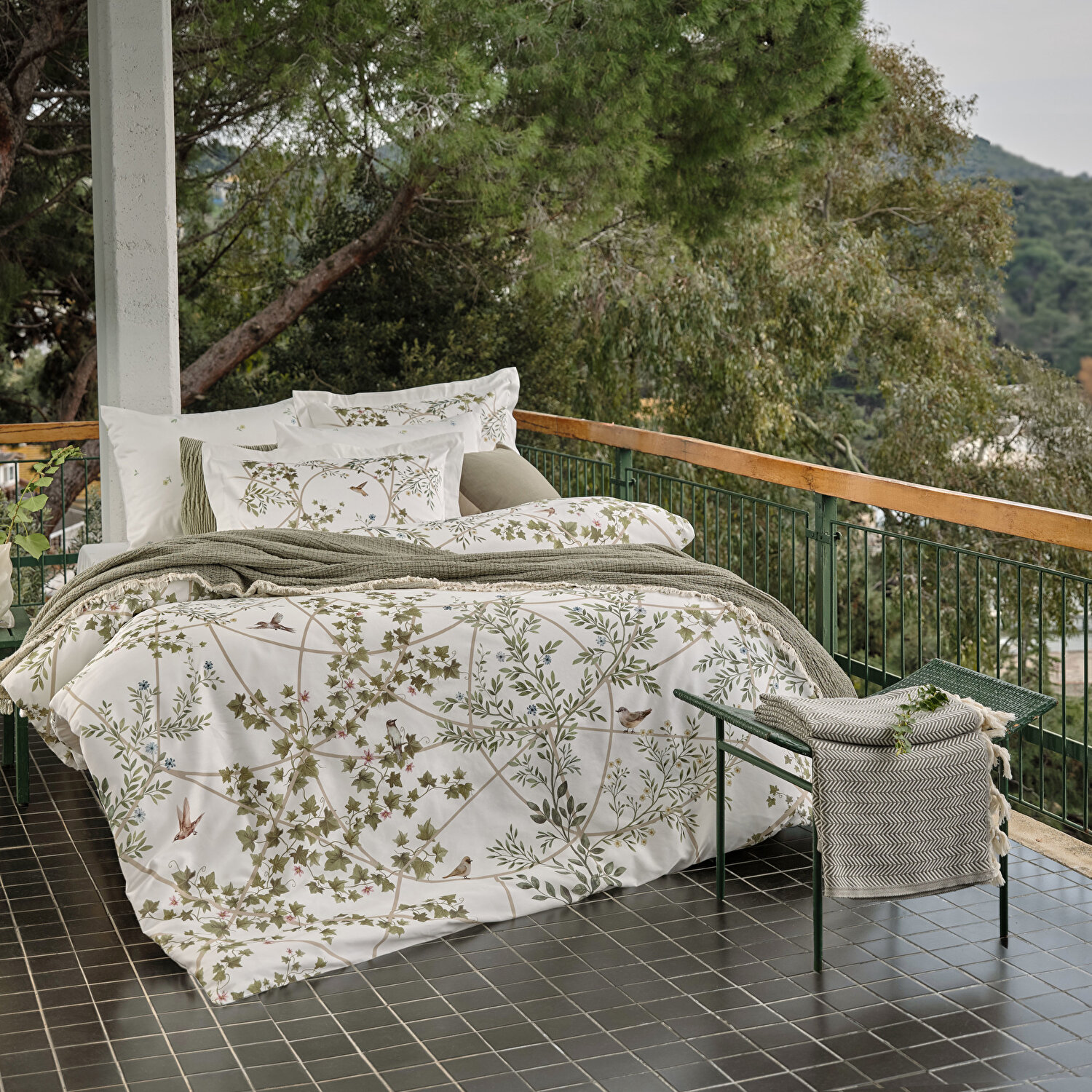 Linens Windsor Pamuk Saten Çift Kişilik Nevresim Takımı Yeşil