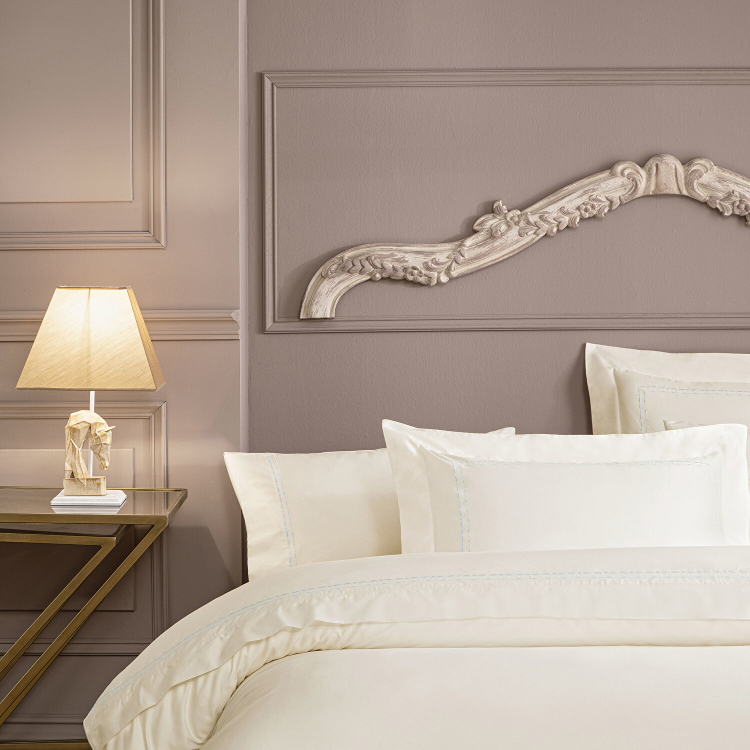 Valeron Eunıke Saten King Nevresim Takımı Mavi