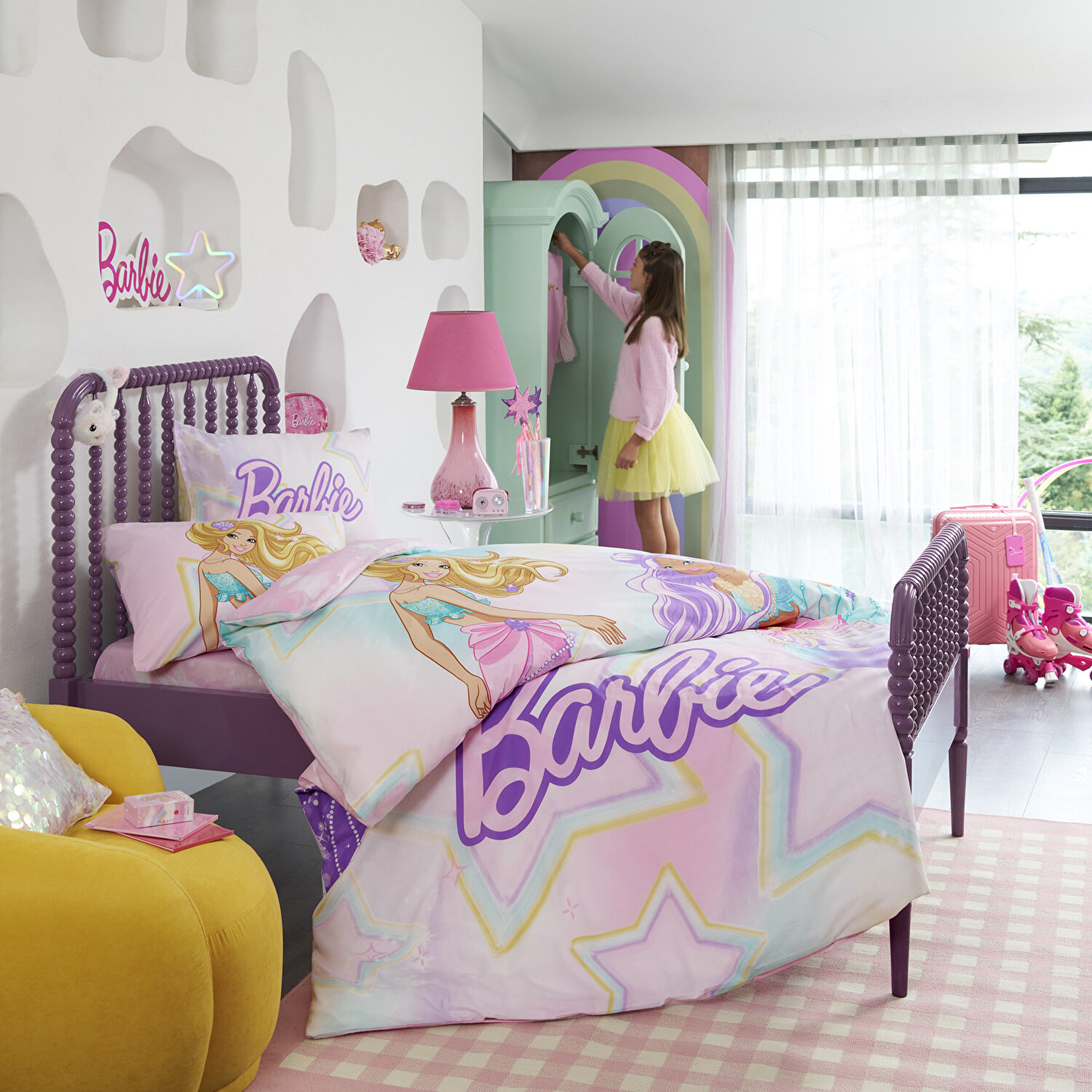 Taç Lisanslı Barbie Mermaid Tek Kişilik Pamuk Nevresim Takımı