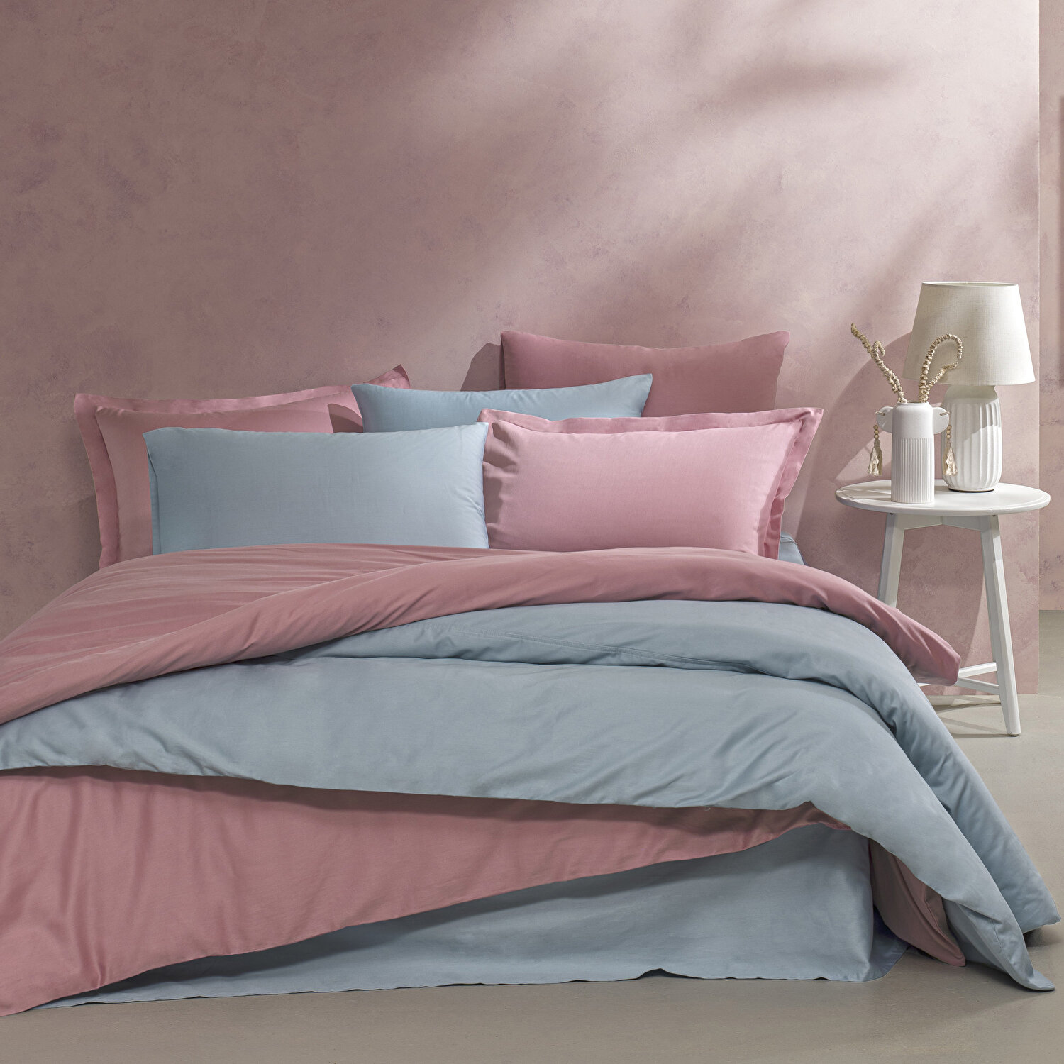 Linens Mix&Match Pamuk Saten Çift Kişilik Lastikli Çarşaf Mavi