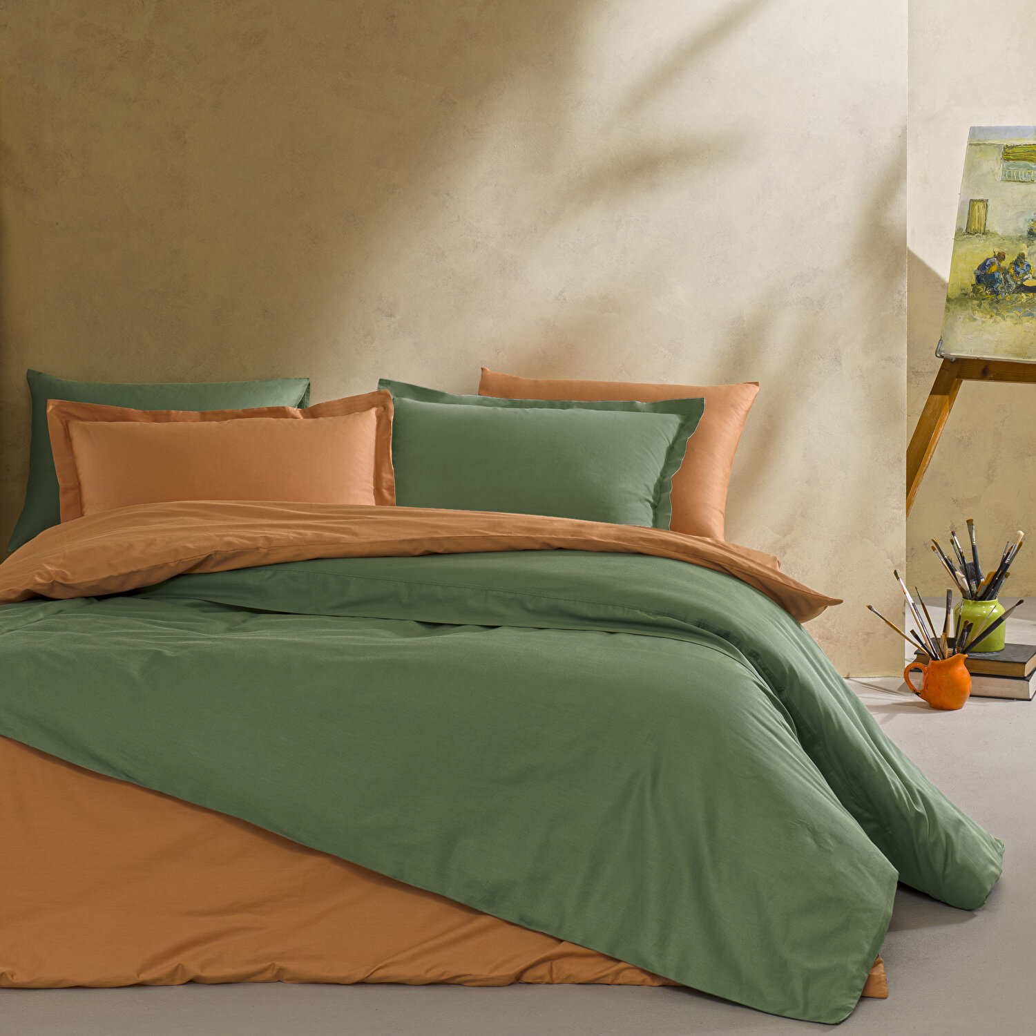 Linens Mix&Match Pamuk Saten Tek Kişilik Saten Nevresim Kılıfı Turuncu