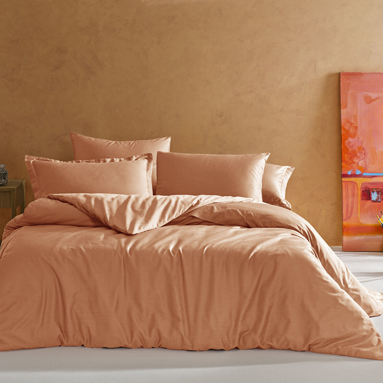 Linens Mix&Match Pamuk Saten Tek Kişilik Saten Nevresim Kılıfı Turuncu