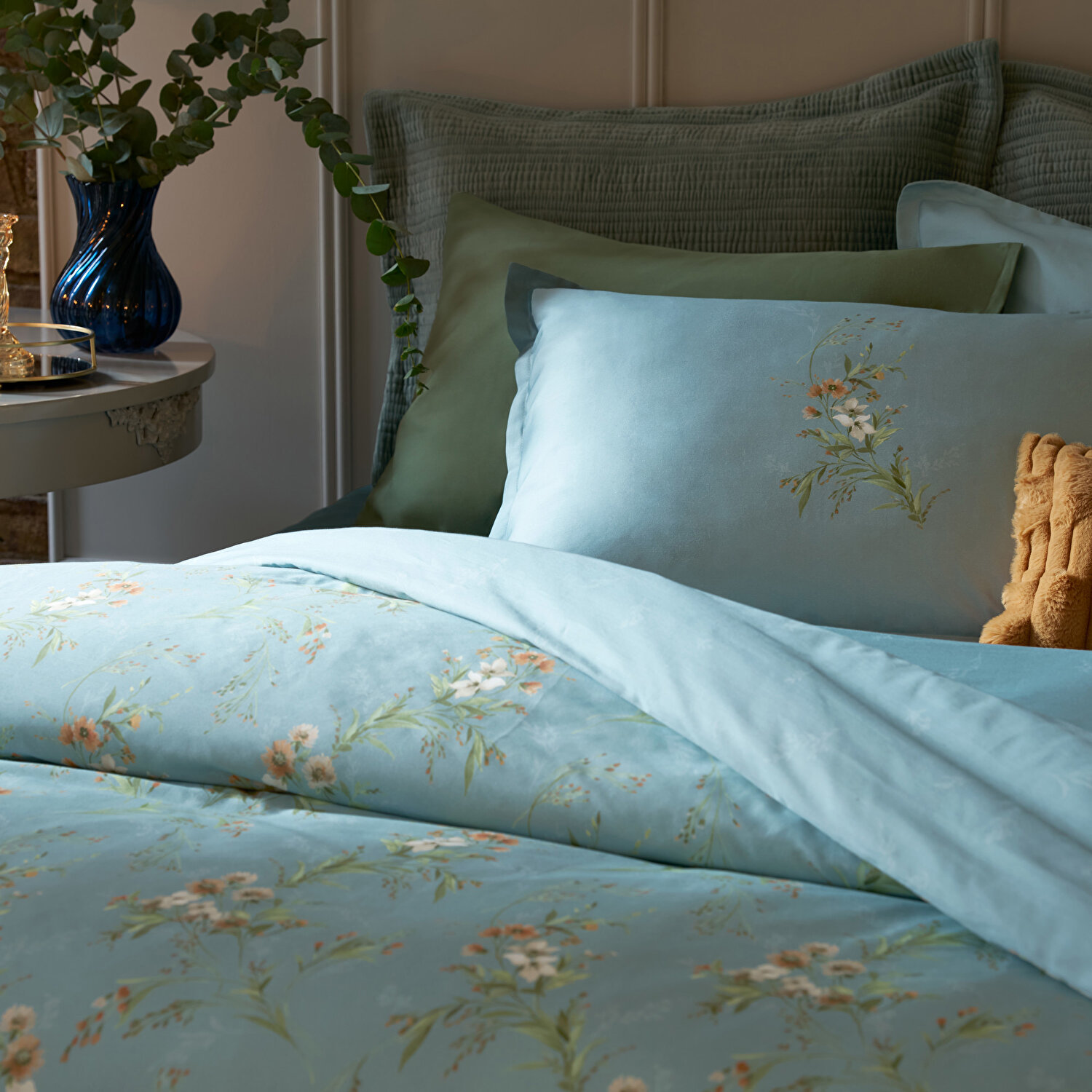 Linens Allday Luce Pamuk Saten Tek Kişilik Nevresim Takımı Mavi