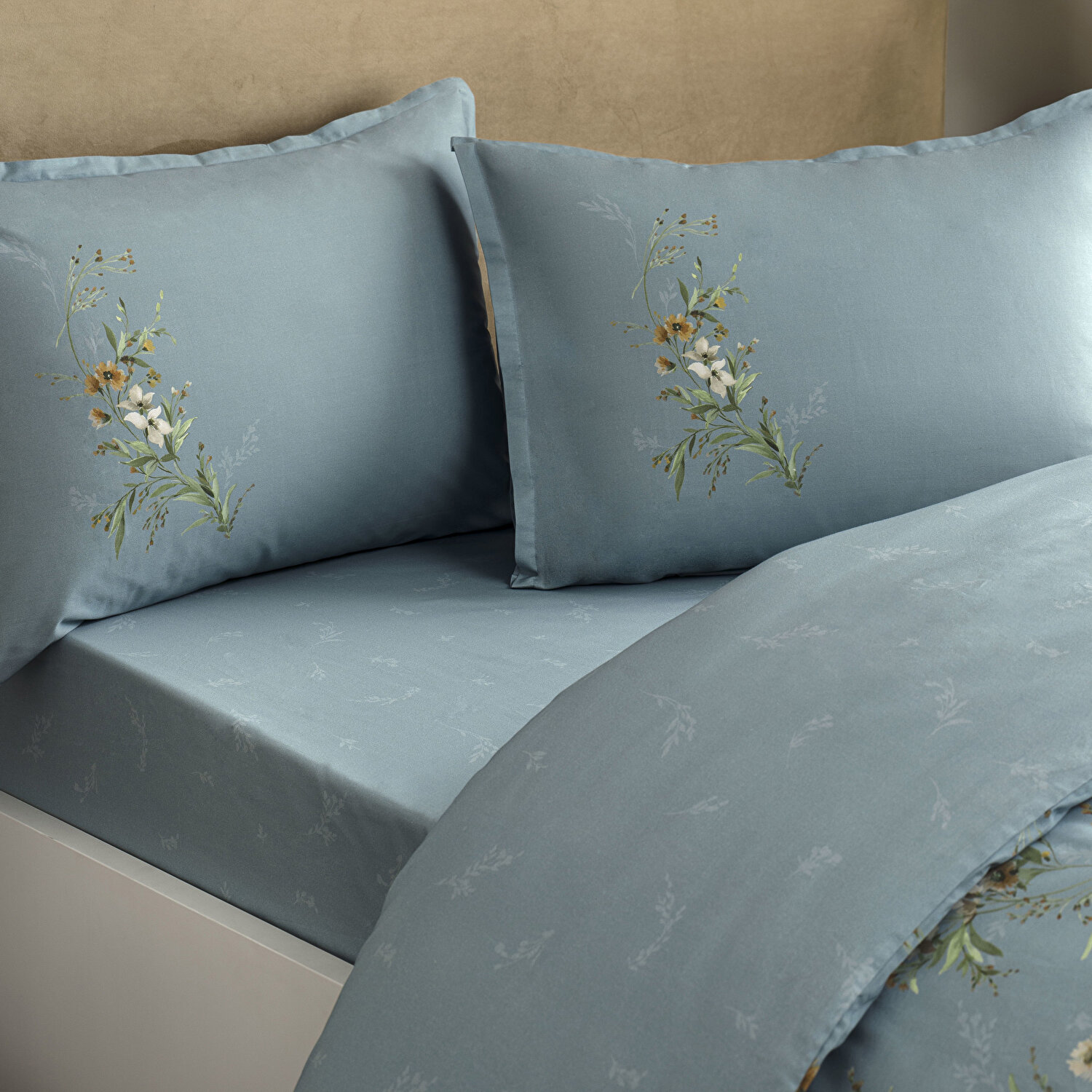 Linens Allday Luce Pamuk Saten Tek Kişilik Nevresim Takımı Mavi