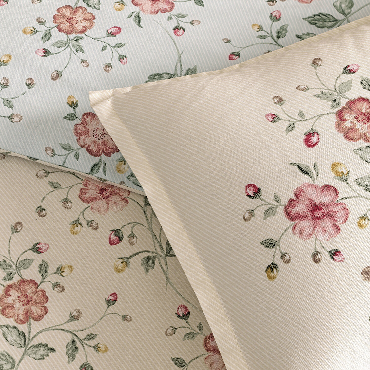 Linens Allday Fleur Pamuk Saten Çift Kişilik Nevresim Takımı Krem