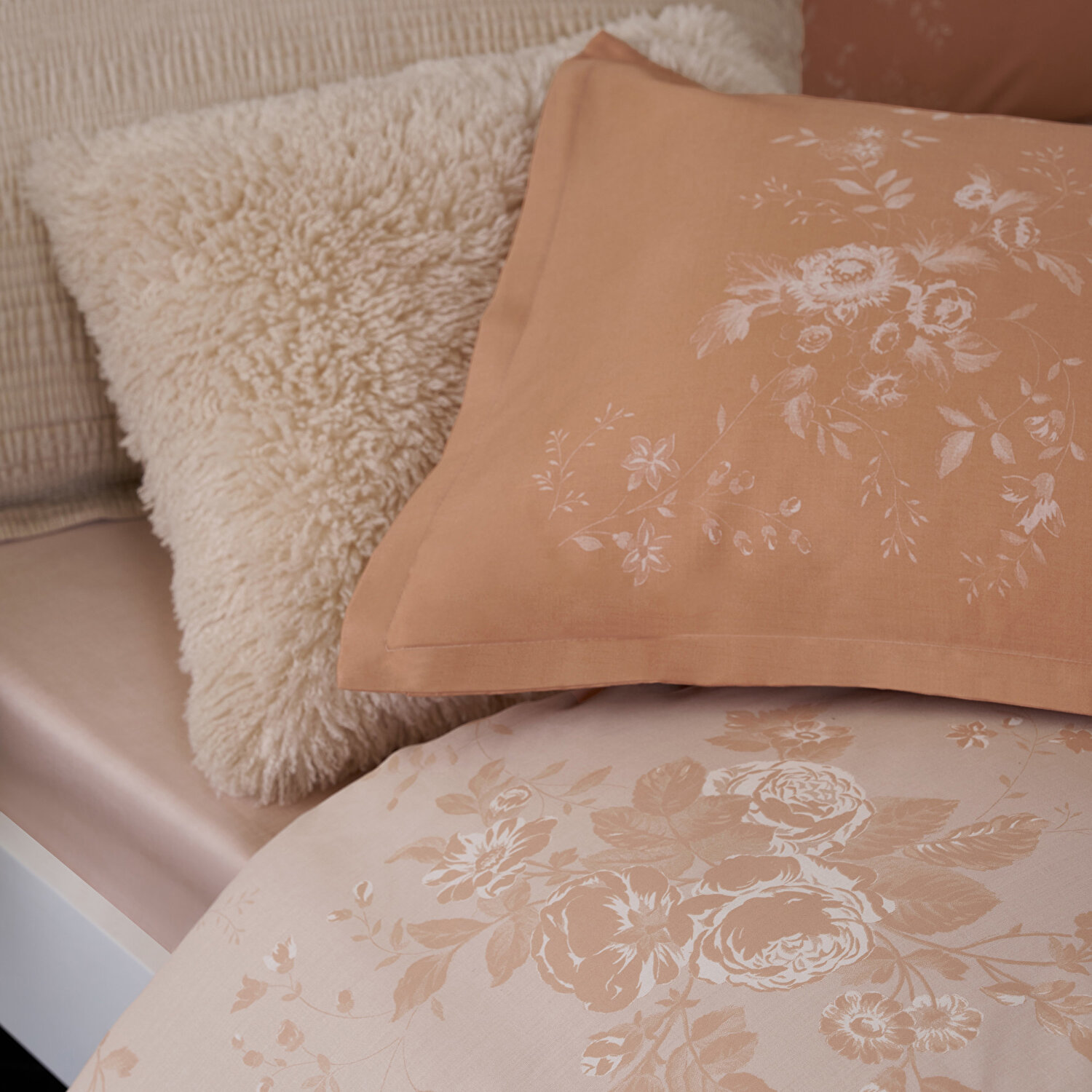 Linens Allday Preau Pamuk Saten Çift Kişilik Nevresim Takımı Somon