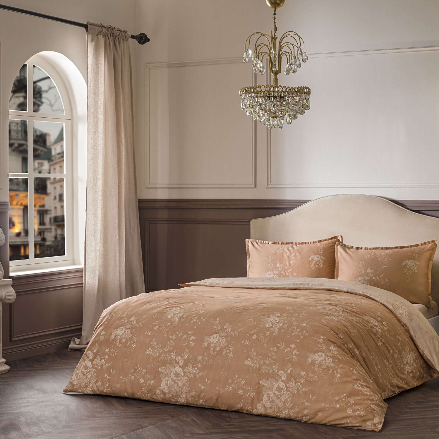 Linens Allday Preau Pamuk Saten Çift Kişilik Nevresim Takımı Somon