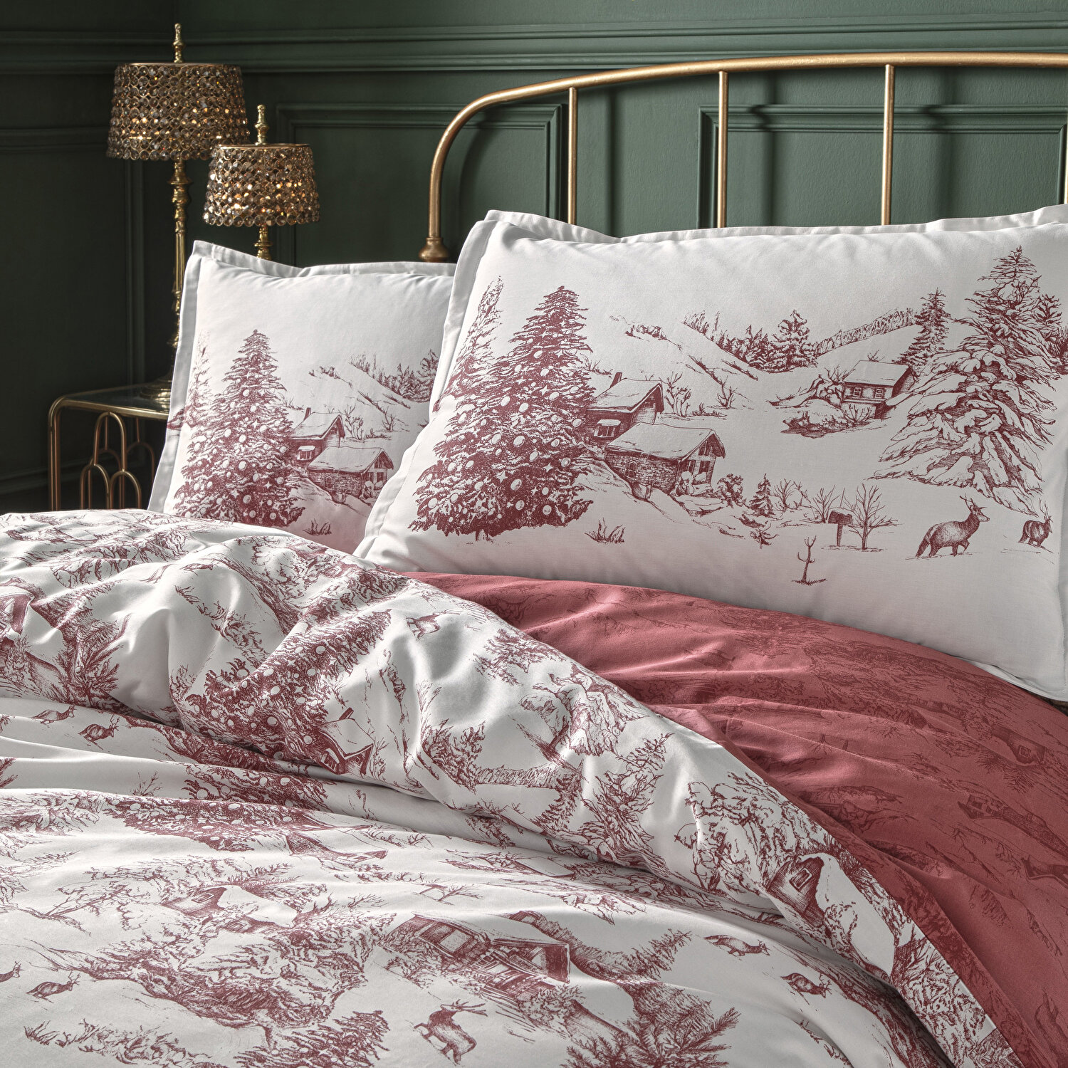 Linens Allday Chalet Pamuk Saten Tek Kişilik Nevresim Takımı Bordo