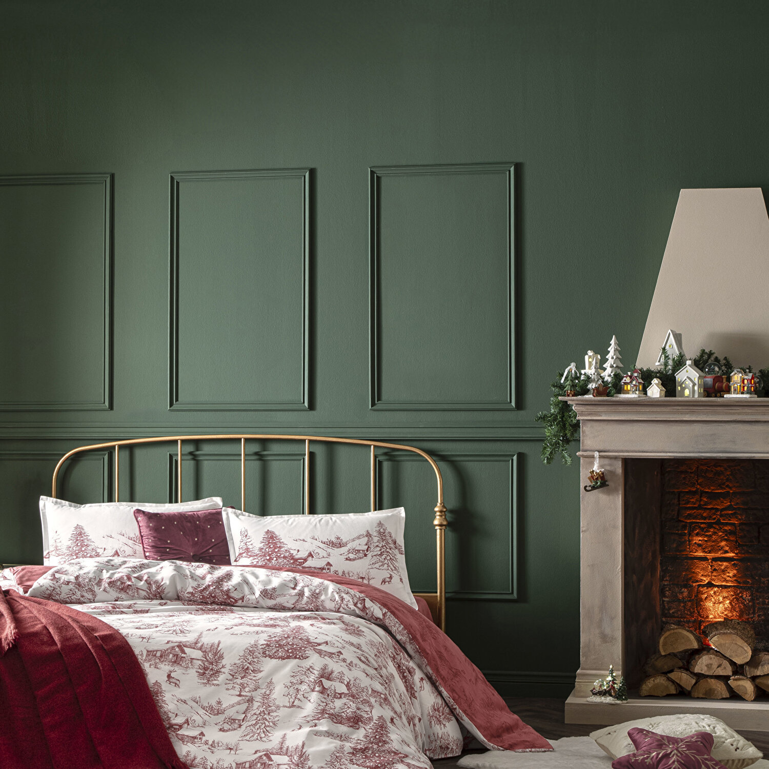 Linens Allday Chalet Pamuk Saten Tek Kişilik Nevresim Takımı Bordo