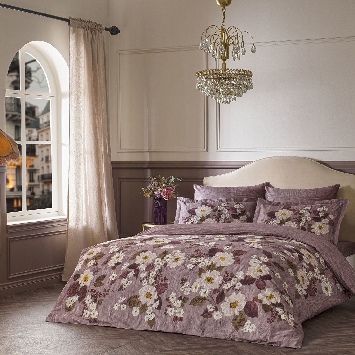 Linens Velour Pamuk Saten Çift Kişilik Nevresim Takımı Pembe