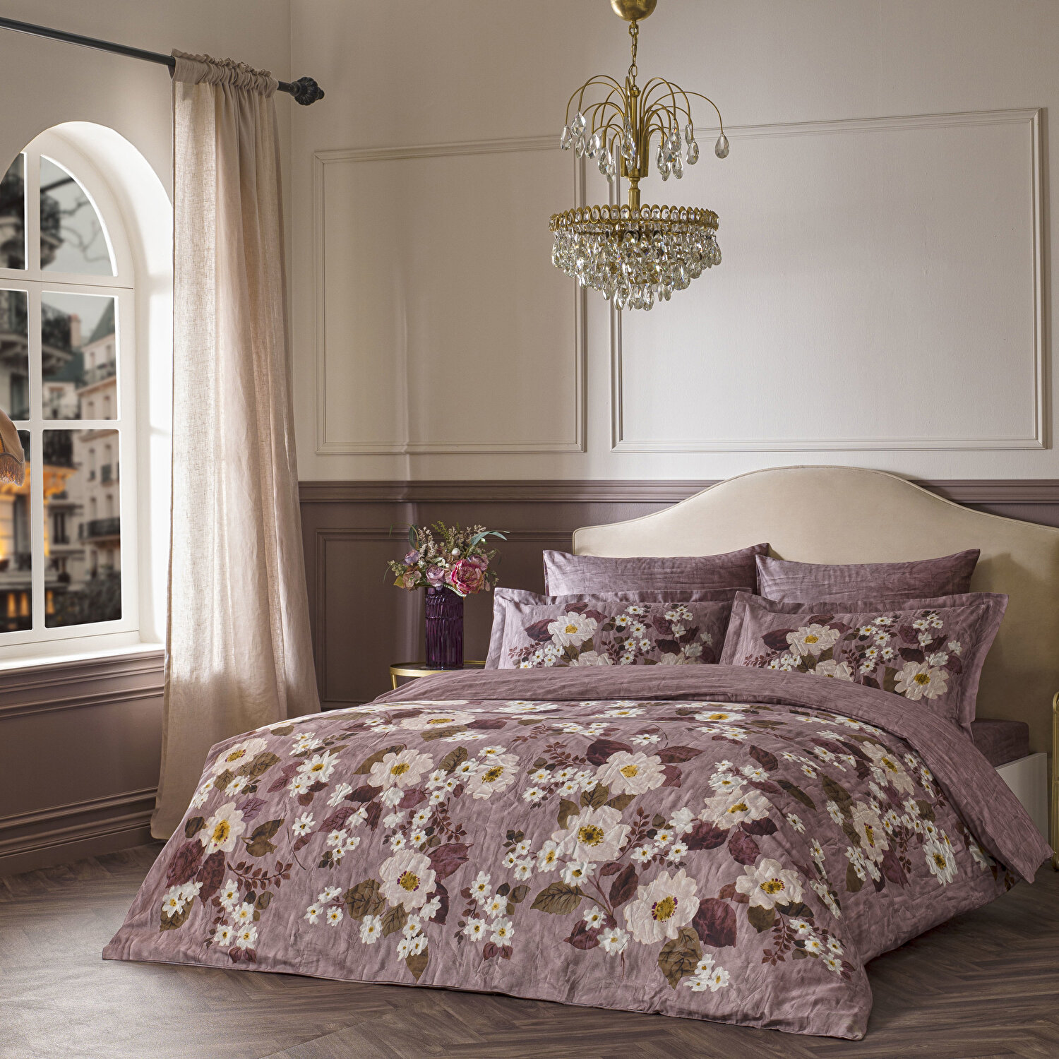 Linens Velour Pamuk Saten Çift Kişilik Nevresim Takımı Pembe