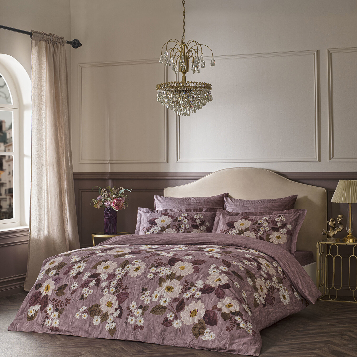 Linens Velour Pamuk Saten Çift Kişilik Nevresim Takımı Pembe