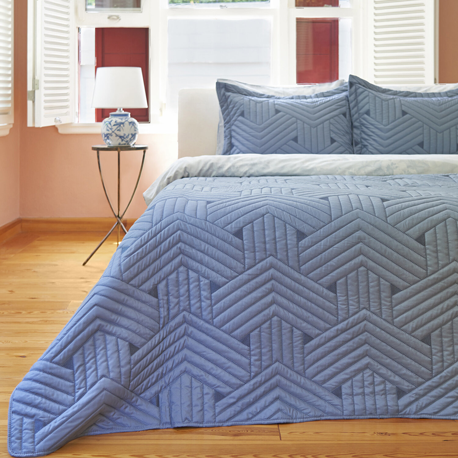 Linens Vita Çift Kişilik Yatak Örtüsü Seti Mavi