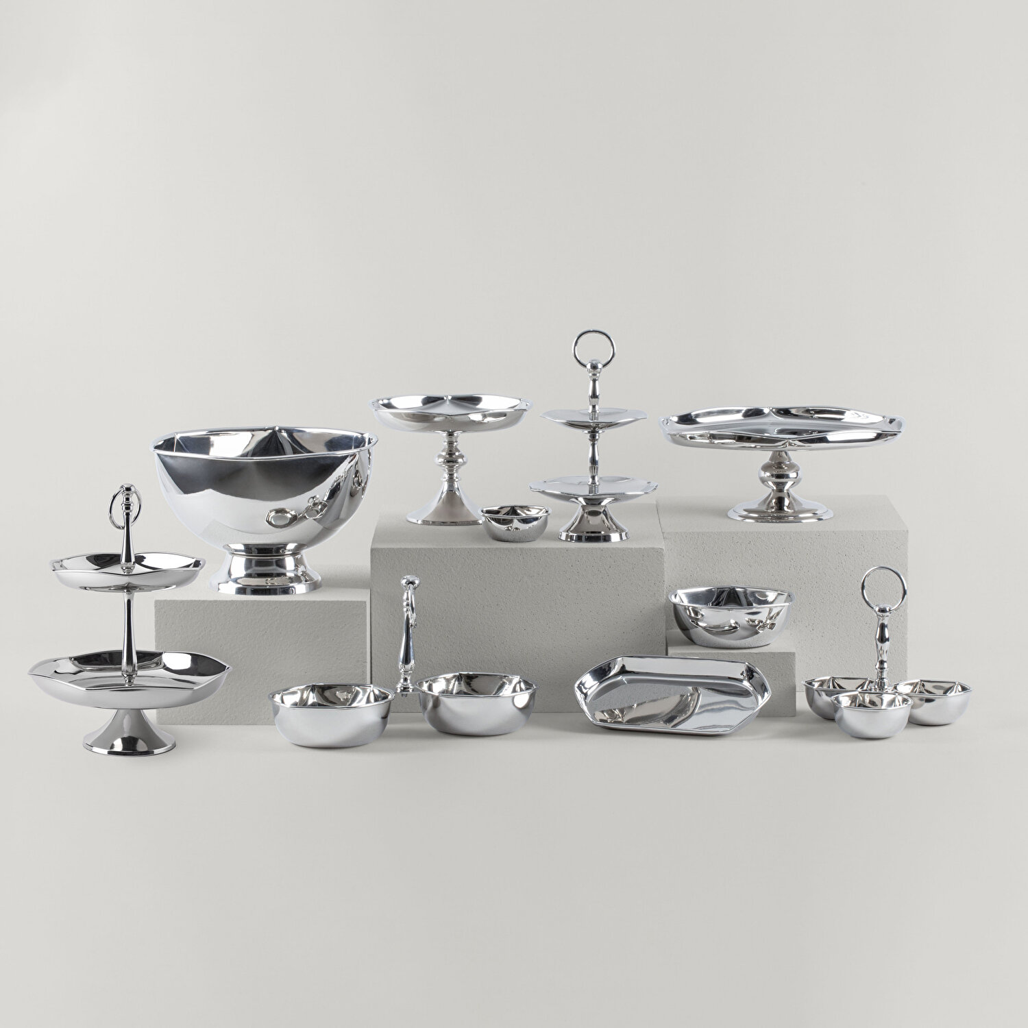 Linens Ayaklı Wawe 28x28x17 cm Kase Gümüş